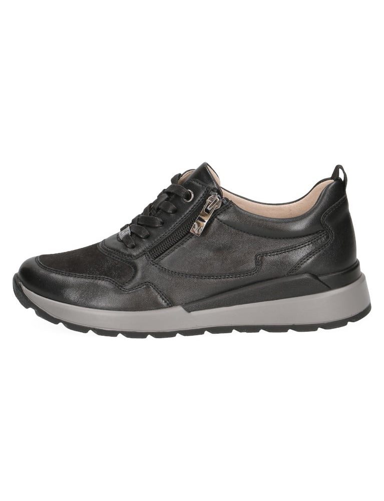 Caprice 23760 (Leder, mit seitlichen Reissverschluss) schwarz Damen Sneaker