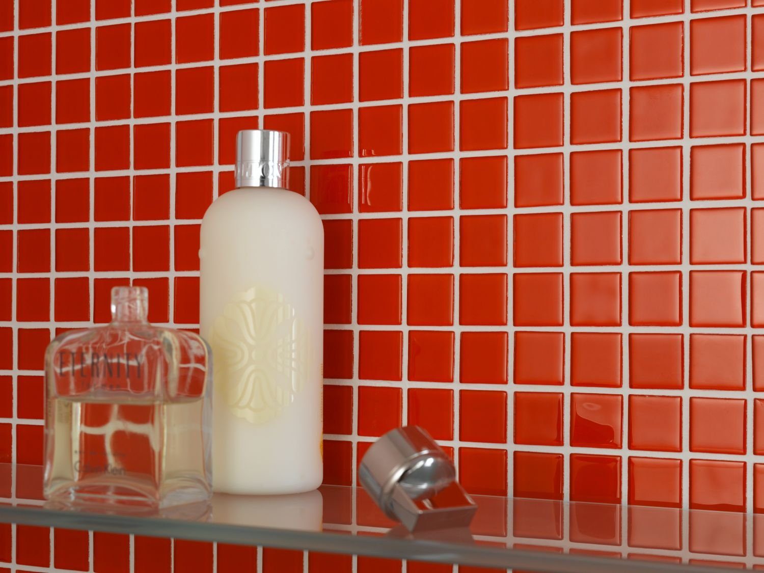 WC Glasmosaik Küche WAND Mosani BAD Mosaikfliesen Mosaikmatte Mosaikfliese rot