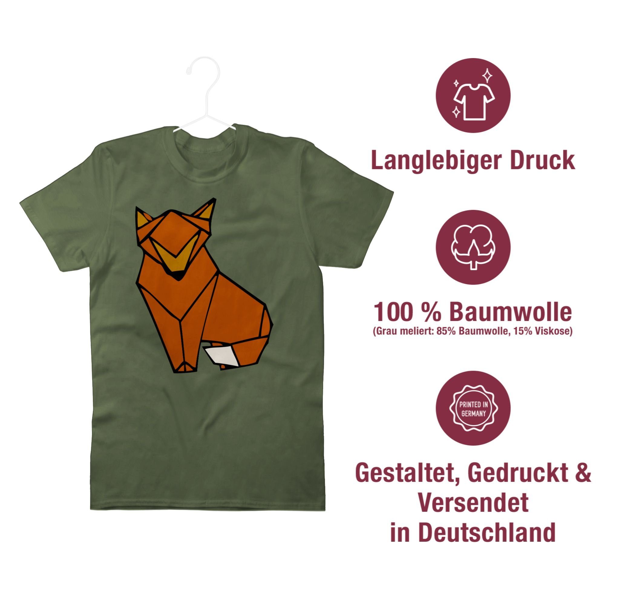 T-Shirt Deko Fuchs Army Grün Shirtracer 03 Origami Eulen & Fuchs