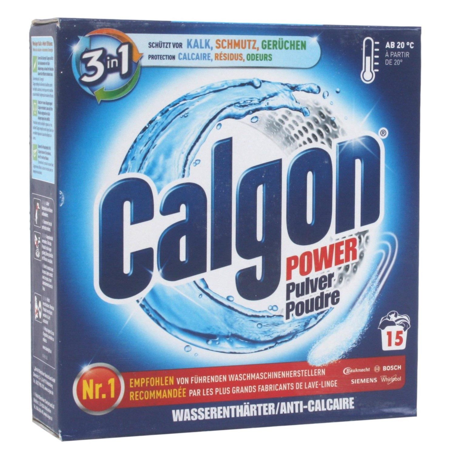 Calgon 3in1 Pulver 500g Pack Wasser-Enthärter Entkalker (für Waschmaschine Kalk Schmutz Ablagerungen Entkalker 0,5kg)