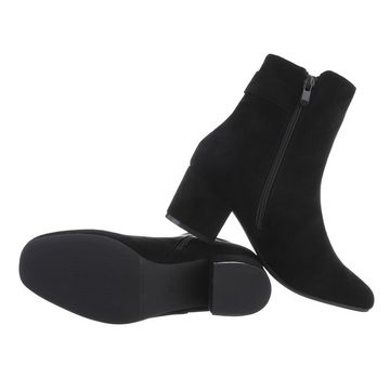 Ital-Design Damen Freizeit Stiefelette Blockabsatz Klassische Stiefeletten in Schwarz