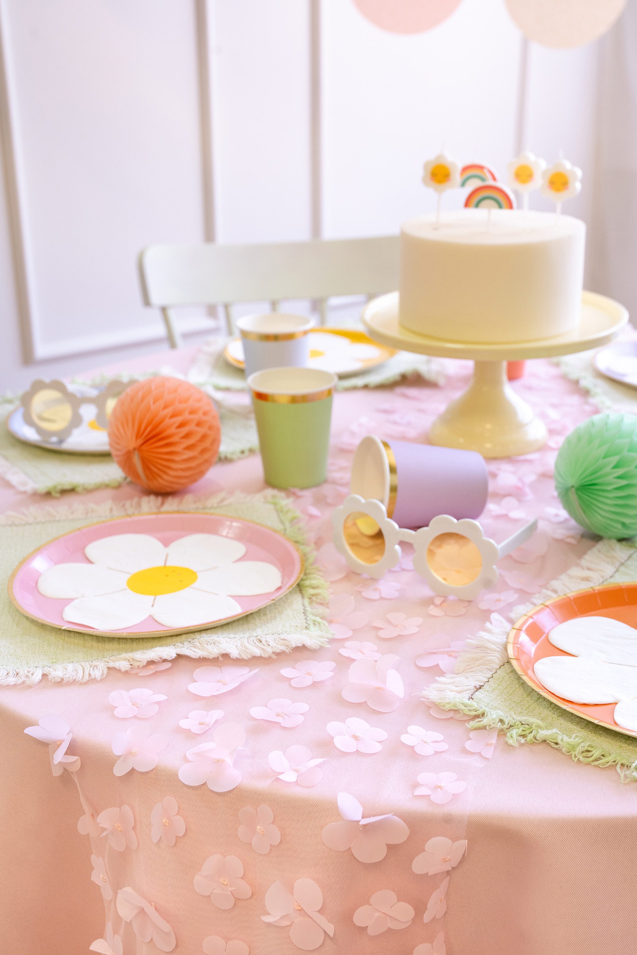 partydeco Tischläufer, Tischläufer mit Blumen 26cm günstig online kaufen