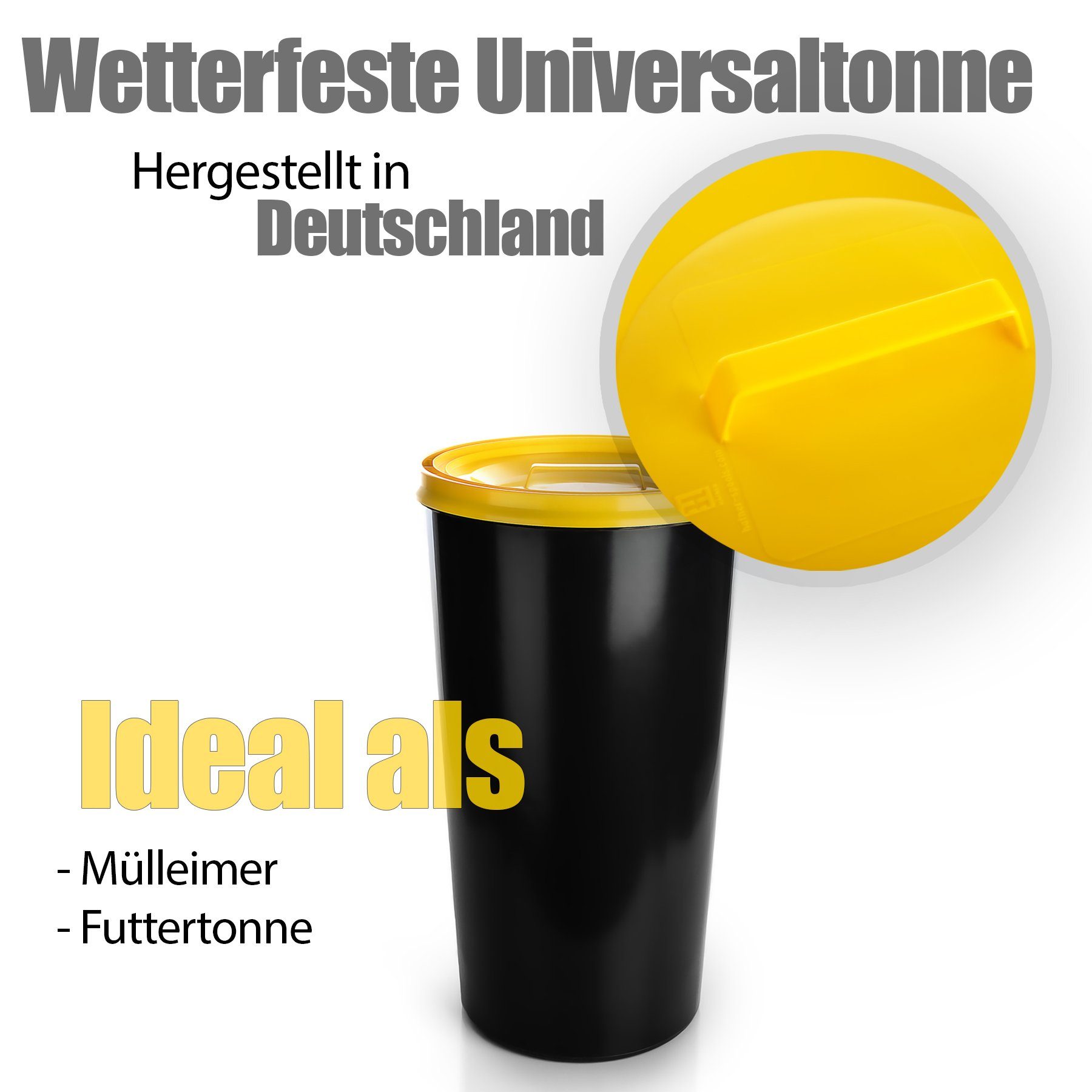 BigDean Mülleimer Wetterfeste Universaltonne 60L mit luftdicht verschließbarem Deckel, 60l Universaltonne, Mülltonne, Futtertonne, Indoor & Outdoor – Bild 5 von 5