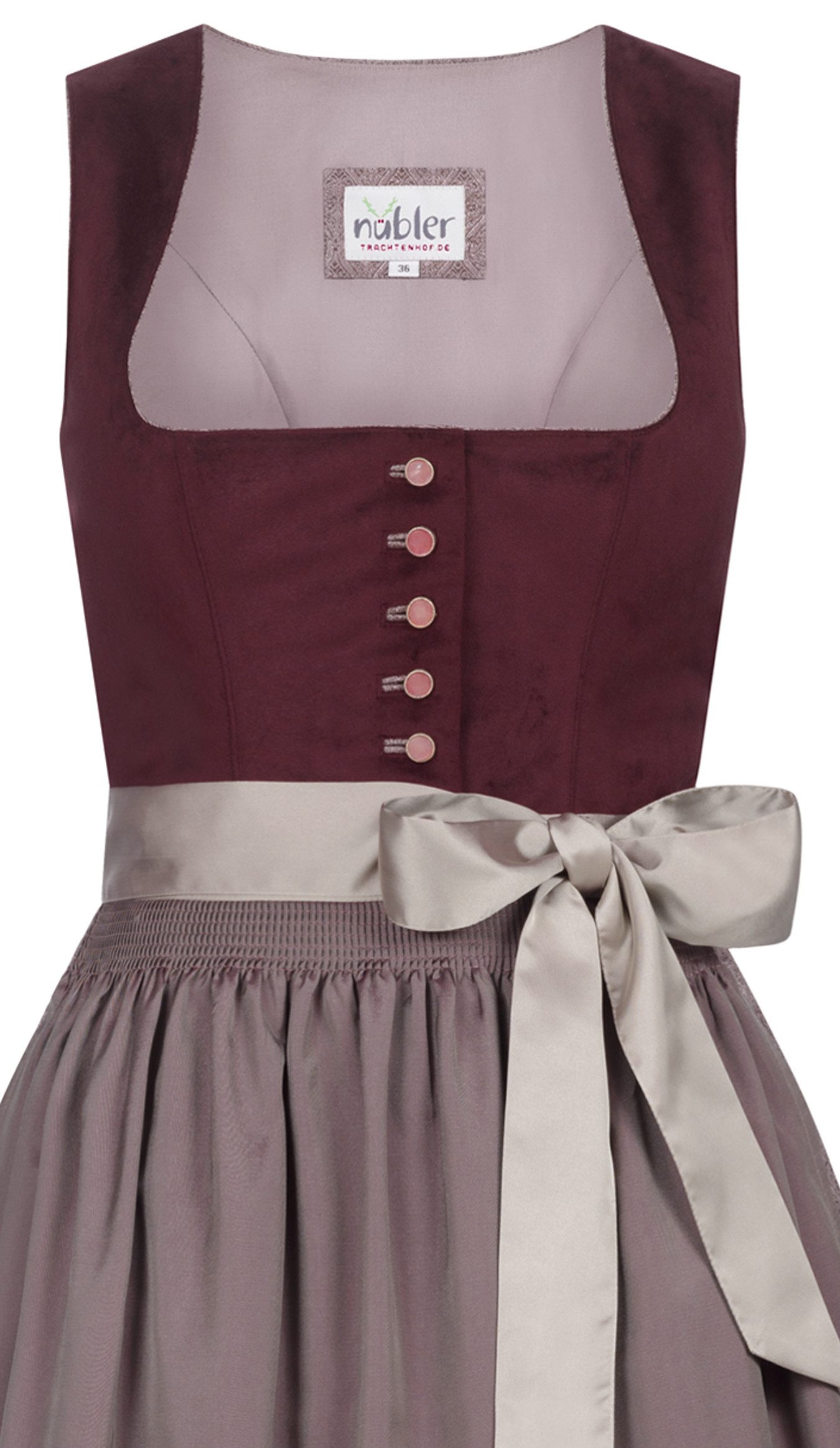 Nübler Trachtenkleid Midi Dirndl Gitte in Pflaume von Nübler - Rocklänge 65 cm