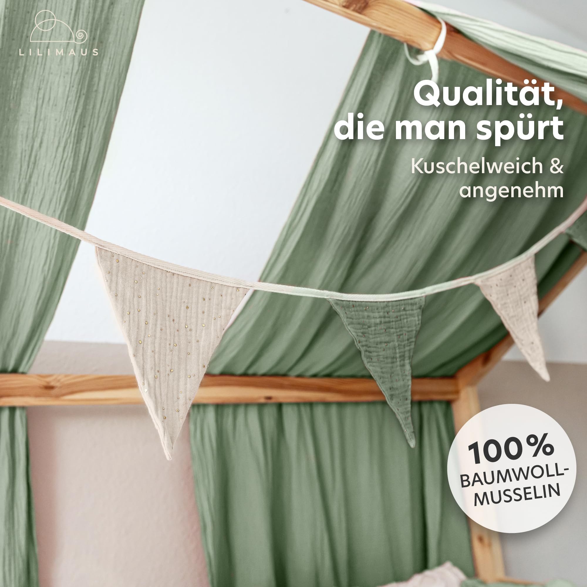lilimaus Wimpelkette Sternenkette für Kinderzimmer - handgenähte Stoff-Girlande, handgefertigte Stoff-Girlande ca. 300 cm - Wimpel oder Sterne