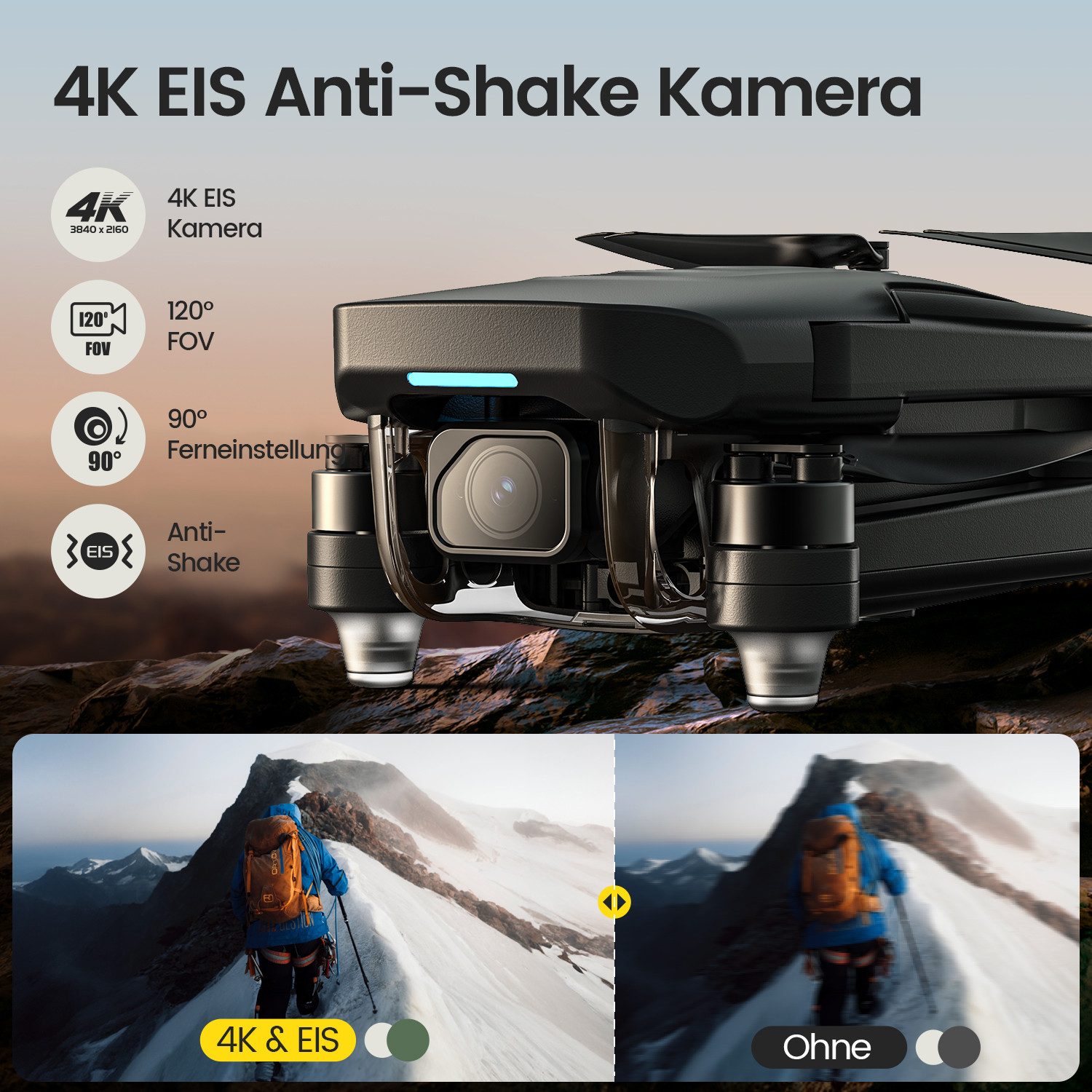 HOLY STONE GPS Drohne für Erwachsene – 4K EIS Kamera + 60 Min Flugzeit Drohne (Faltbare RC Modelle mit 60 Min Flugzeit)