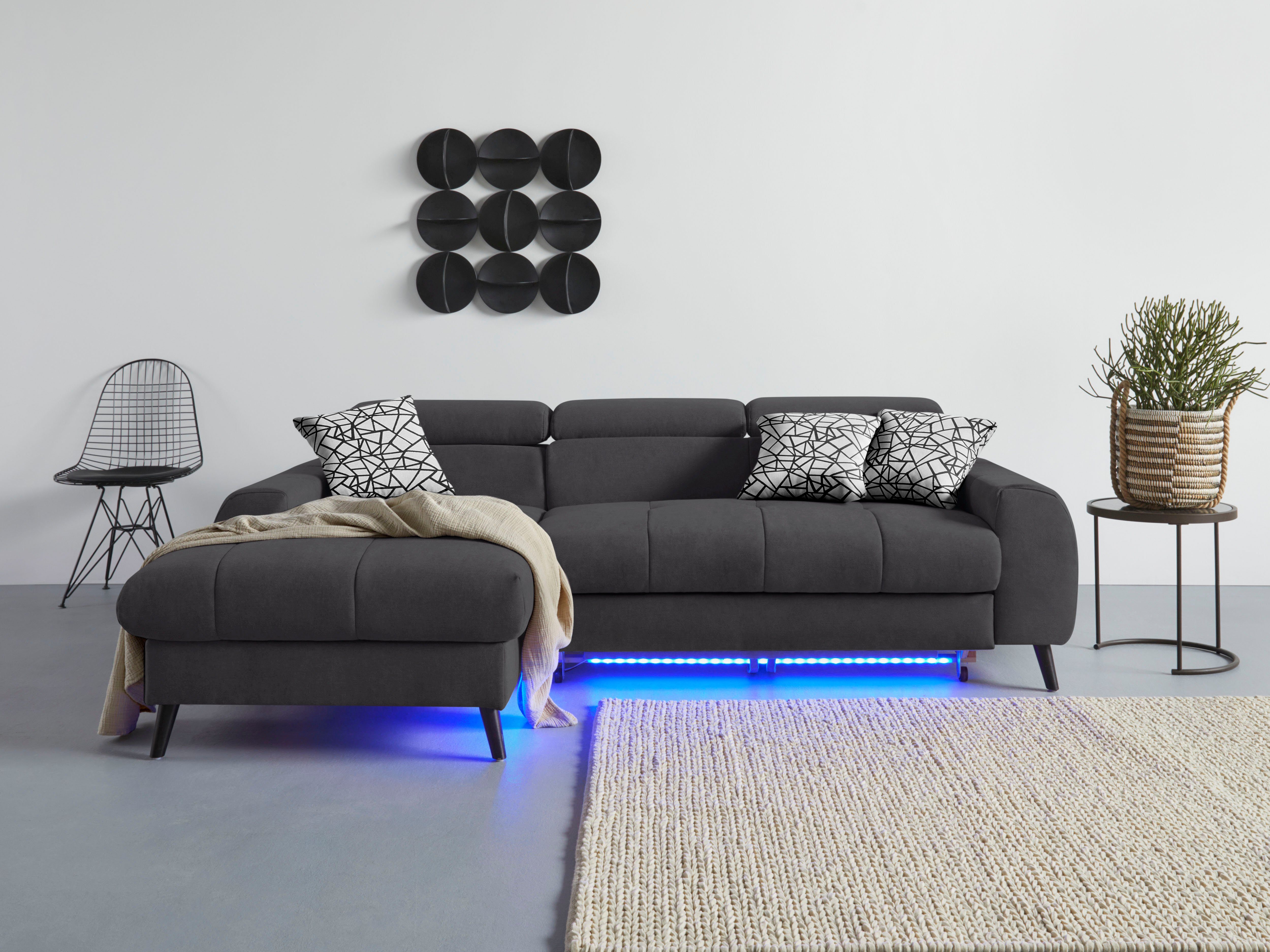 COTTA Ecksofa "Mia L-Form mit 3 Zierkissen", wahlweise mit Bettfunktion, Be günstig online kaufen