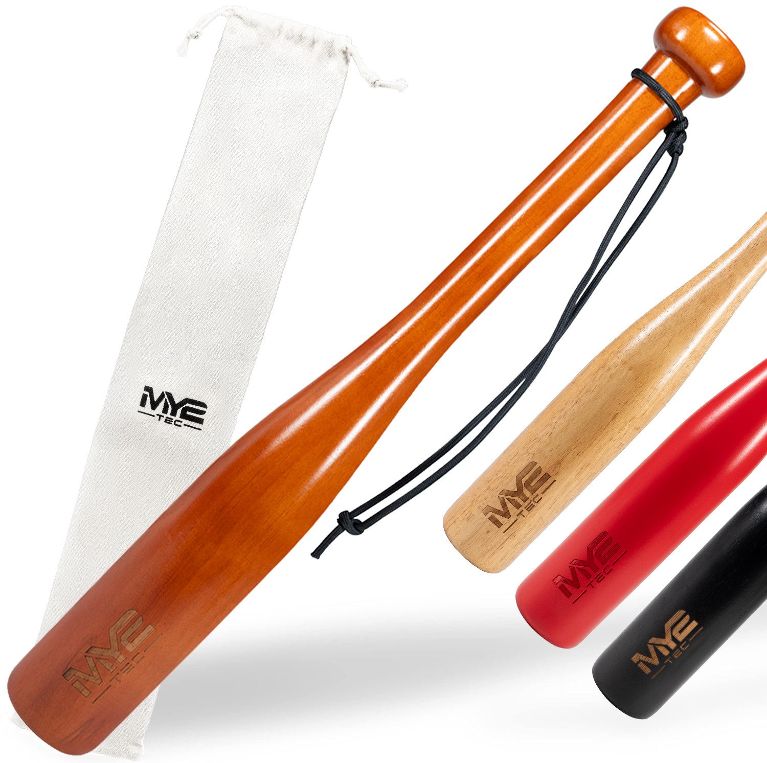 Oramics Baseballschläger Massivholz Baseball-Schläger Knüppel Bat 18" 48cm mit Schlaufe Tasche, massives Holz, (Natur Holzfarbe Self Defense Baseball Bat mit Tasche, 18 Zoll 48cm Outdoor Baseball Ракетки mit Schlaufe), massive Ausführung, ausbalanciertes Gewicht, ergonomischer Griff