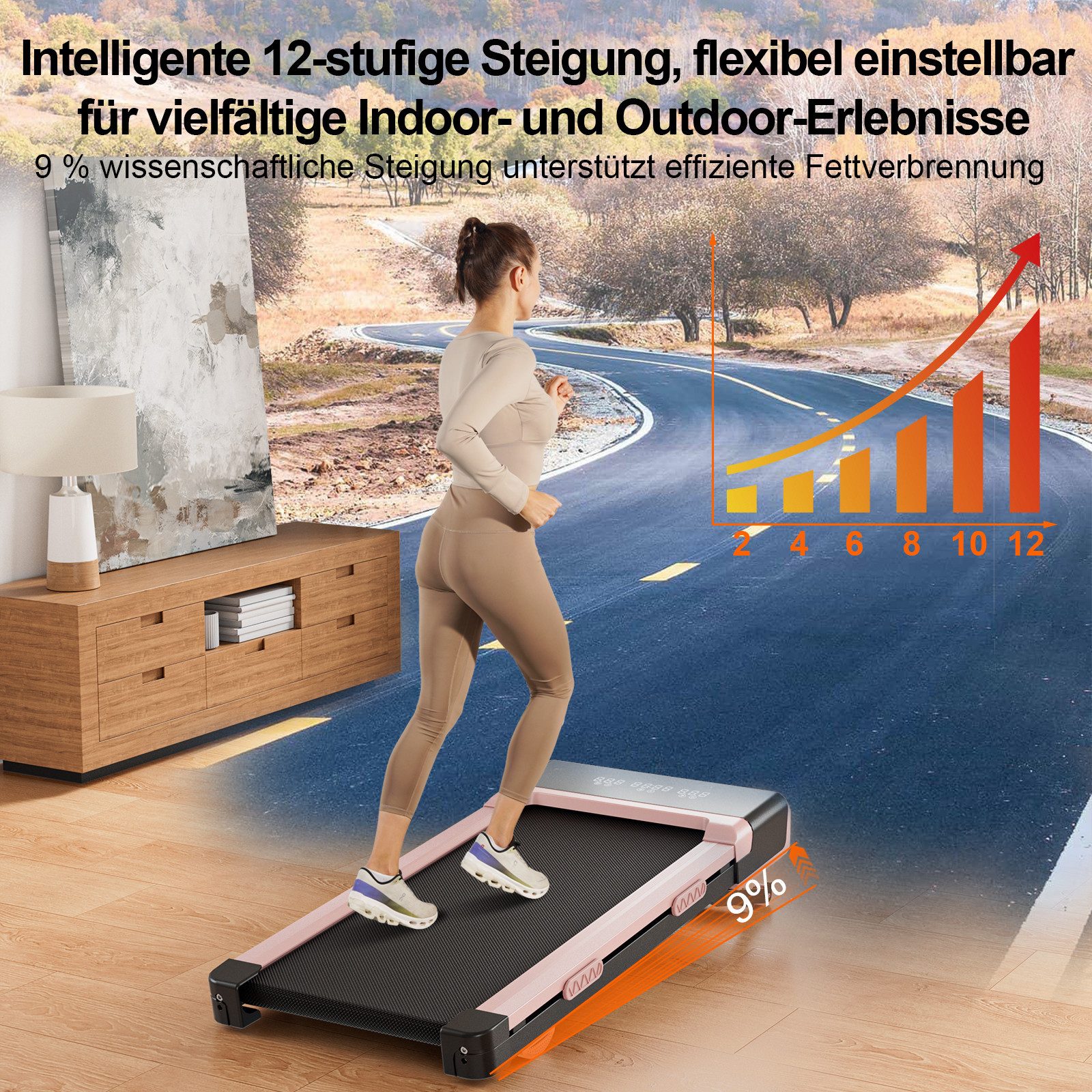 DEERRUN Laufband Deerrun Raceable Walking Pad mit Steigung Max 136kg