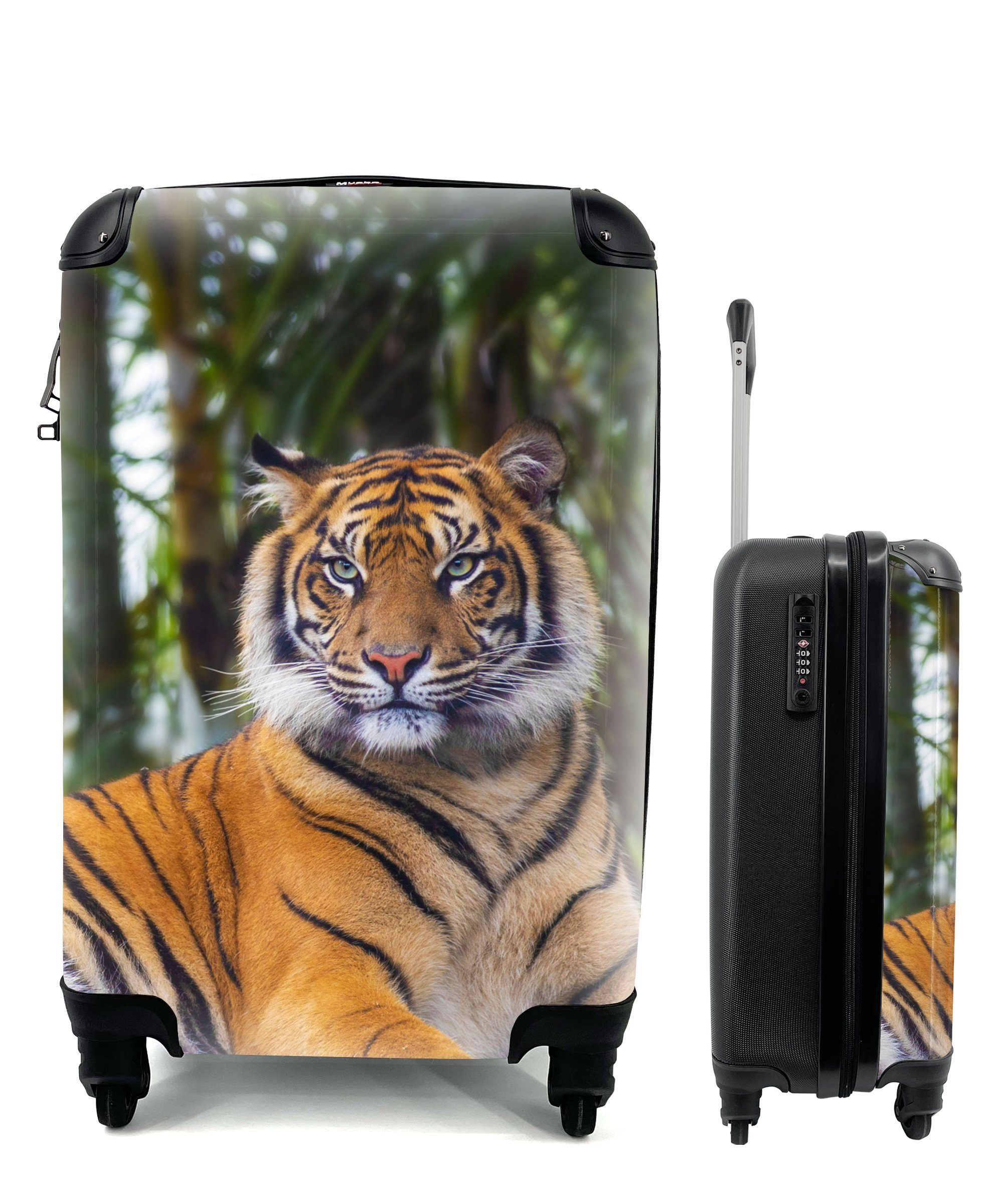 MuchoWow Handgepäckkoffer Tiger - Tiere - Wald - Dschungel, 4 Rollen, Reisetasche mit rollen, Handgepäck für Ferien, Trolley, Reisekoffer