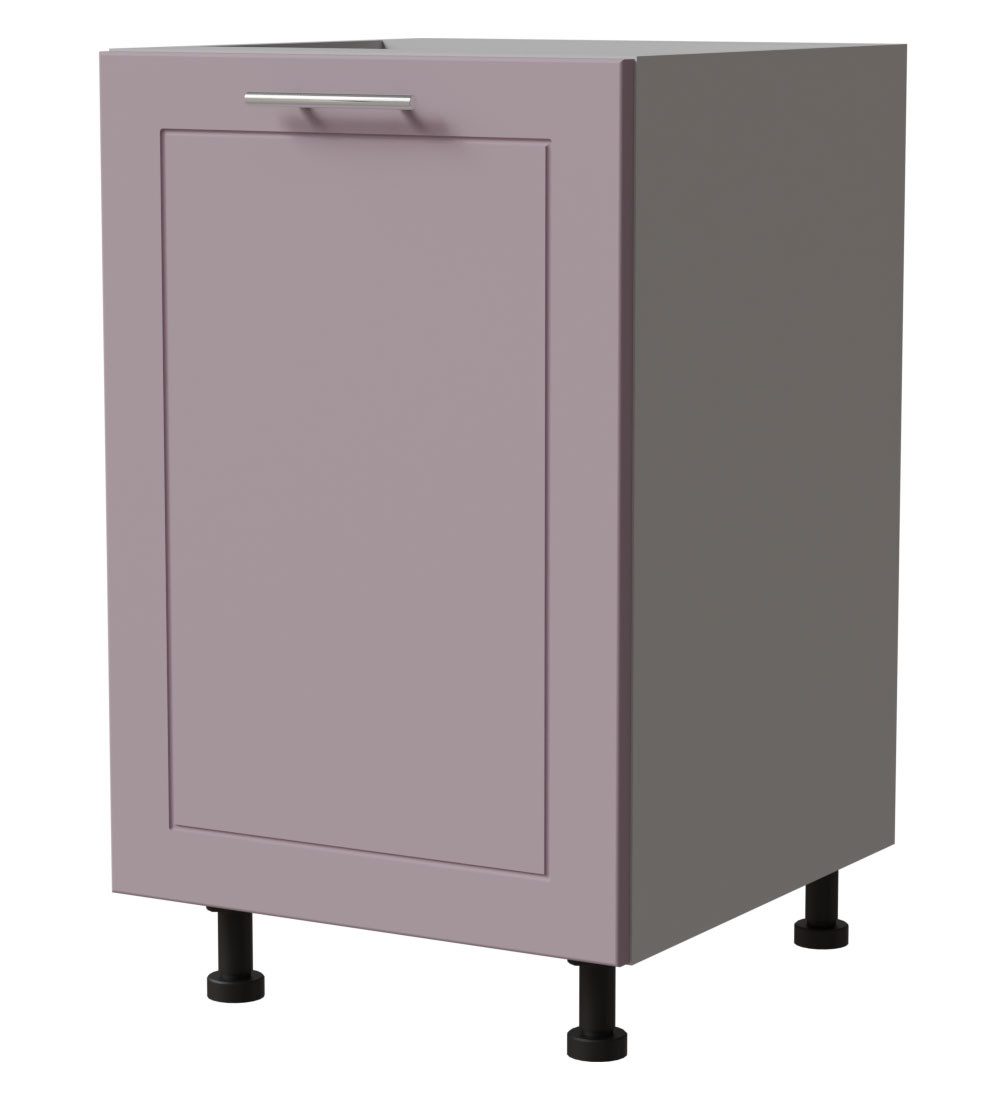 Feldmann-Wohnen Unterschrank Bari (D1D/50, 1-türig, 1 Einlegeboden, 1-St., moderne Kassettenoptik, lackierte Fronten, 50x50x82cm) grau / RAL 4009 pastellviolett matt