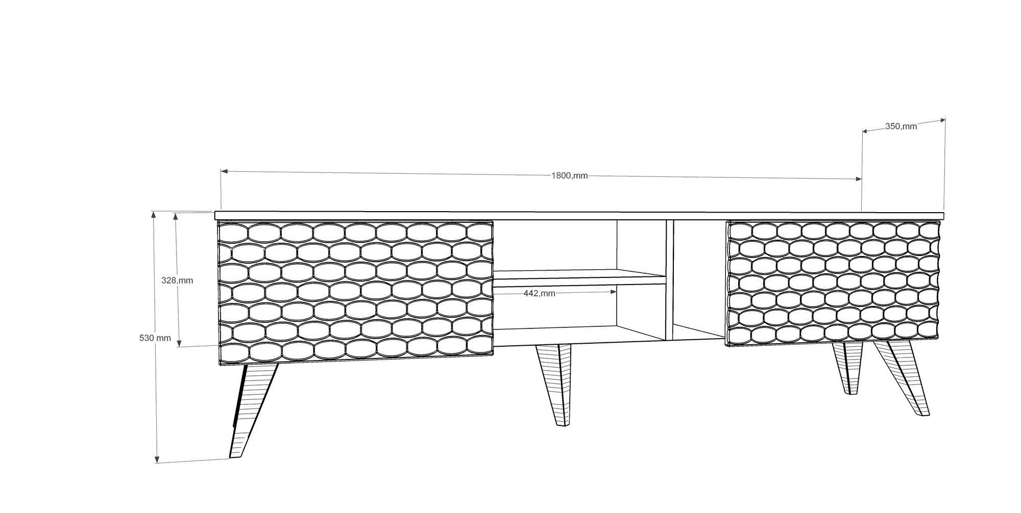 Partikelplatte TV-Schrank Melaminbeschichtete Skye 53x180x35 100% cm, Schränke, Decor