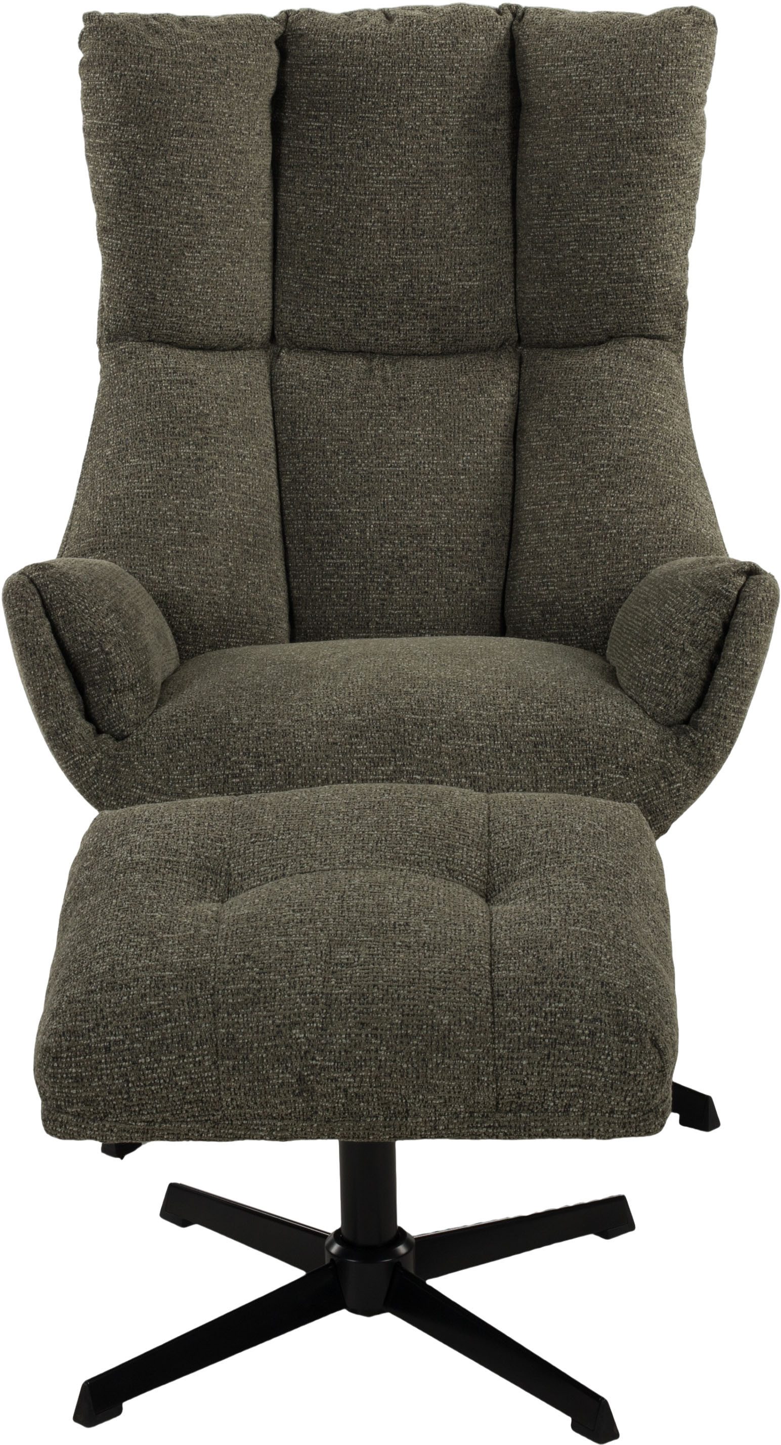 Duo Collection Relaxsessel Pruna, 360° drehbar mit Rückholfunktion, Wippmechanik, inkl. Hocker