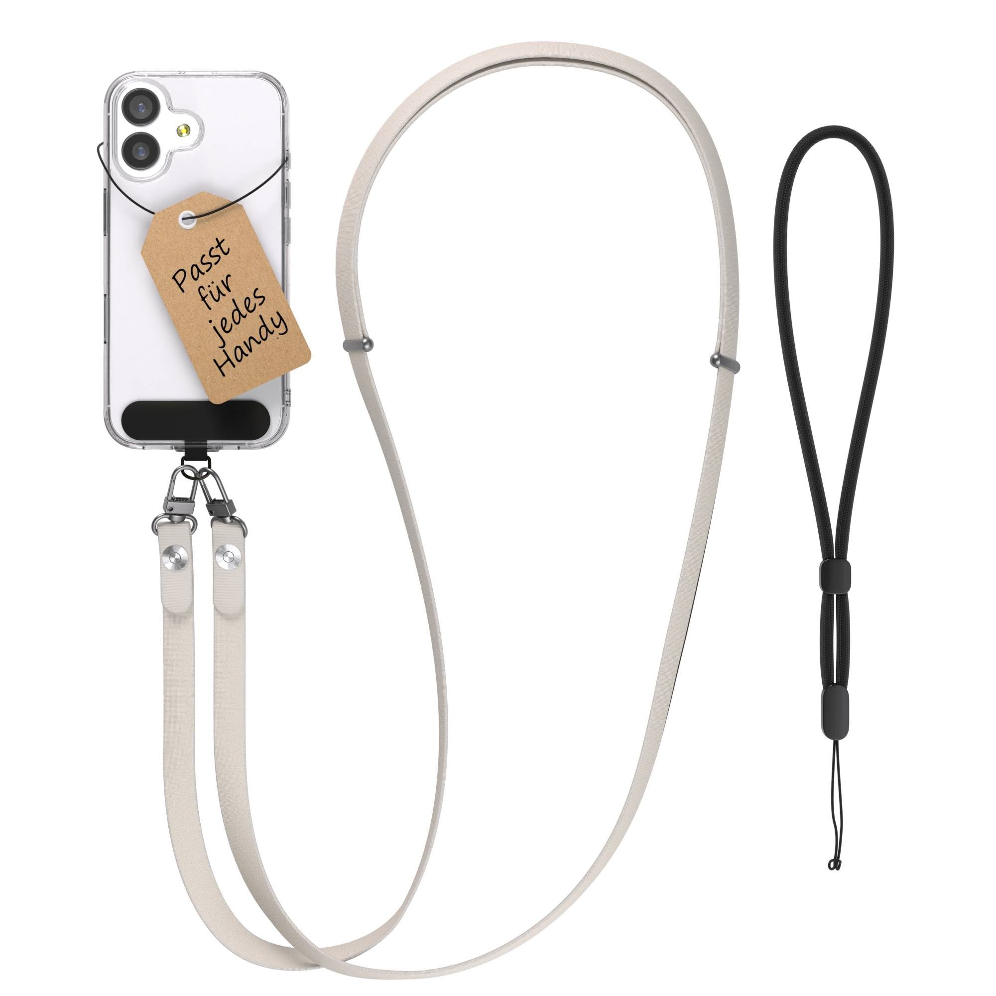EAZY CASE Handykette Universal für alle Smartphones - modisch & funktional, Handykette Taupe im minimalistischen Design, flexibel verstellbar