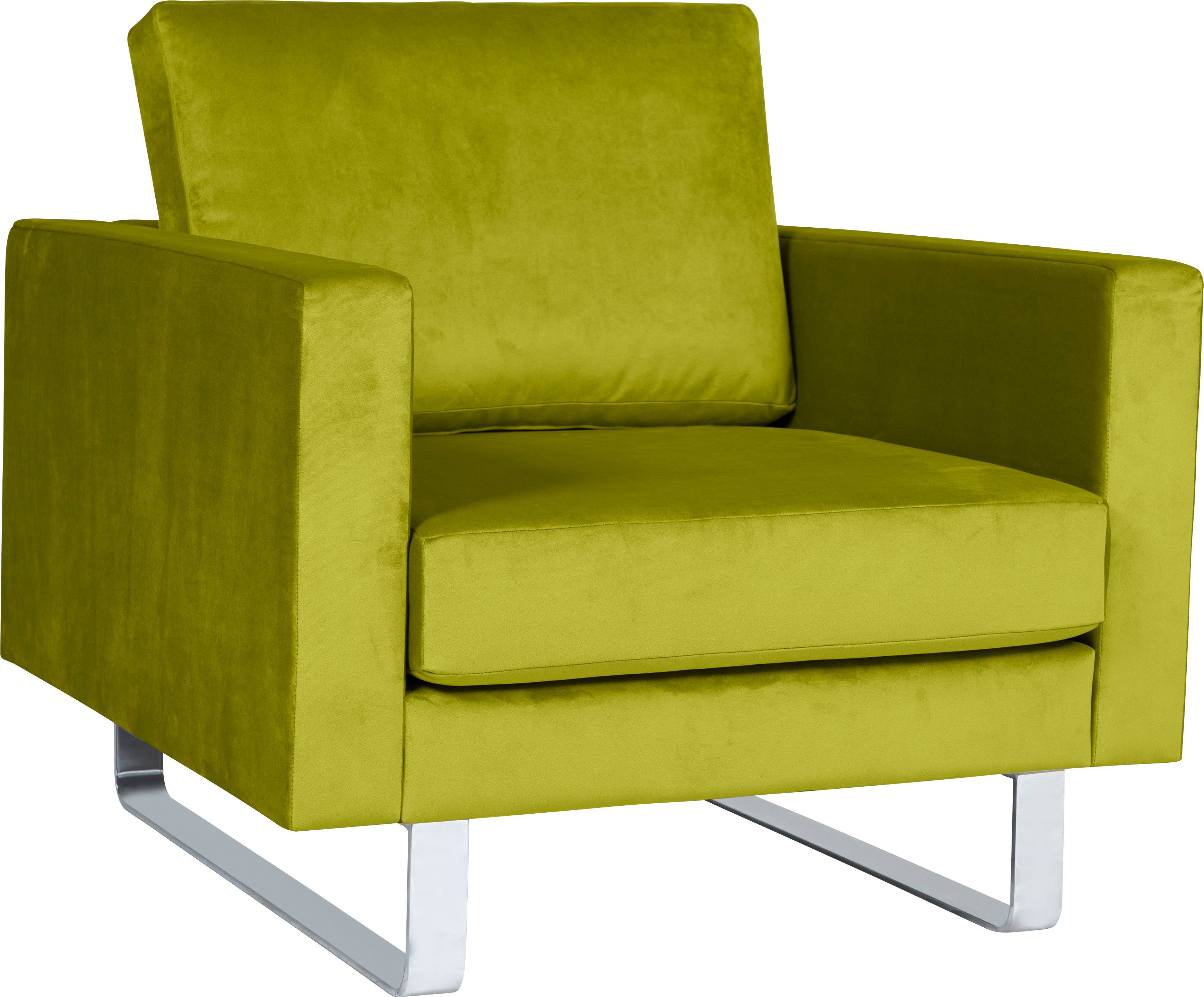 Alte Gerberei Sessel Metallkufen Velina, green mit