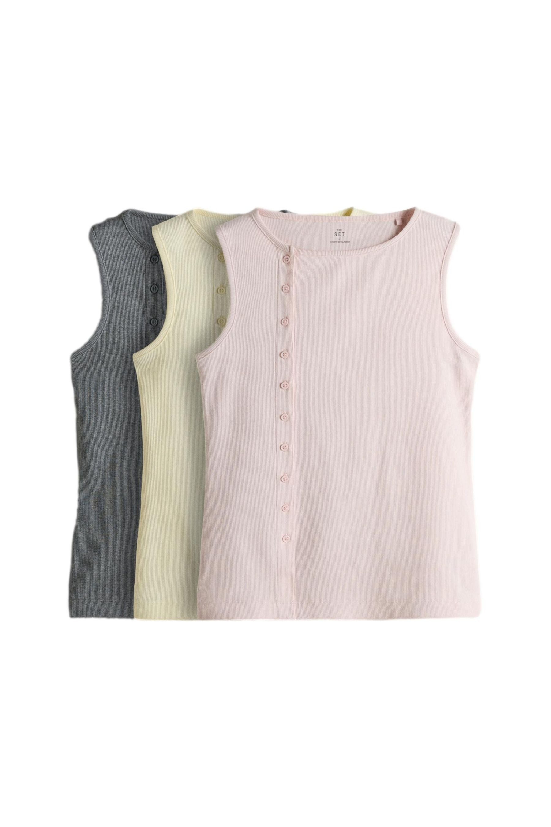 The Set Trägertop The Set geknöpfte Trägertops, 3er-Pack (3-tlg)