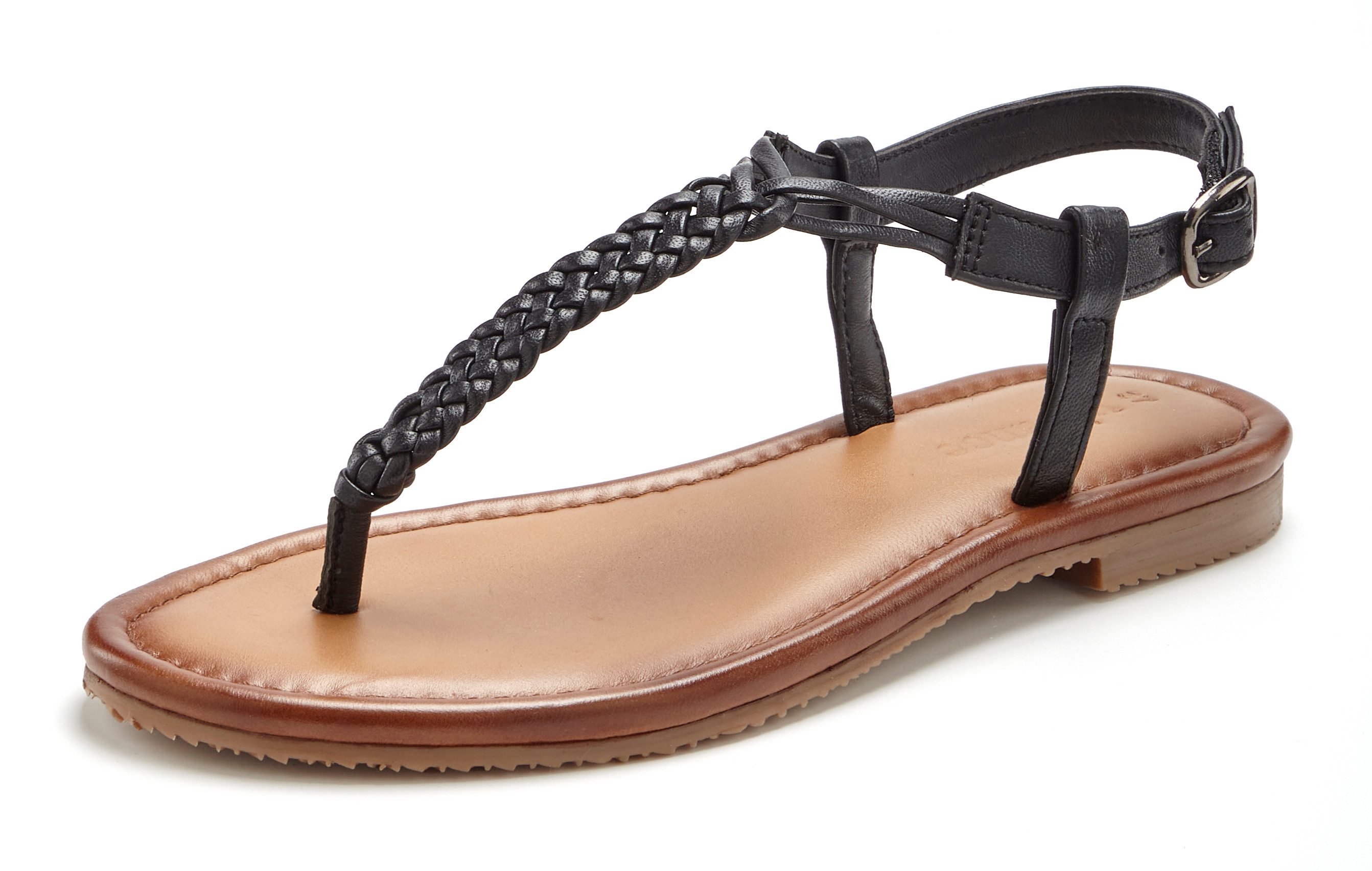 Vivance Sandalette, Sommerschuh, Sandale, Ledersandale, Zehentrenner NEU aus Leder mit Flecht-Optik