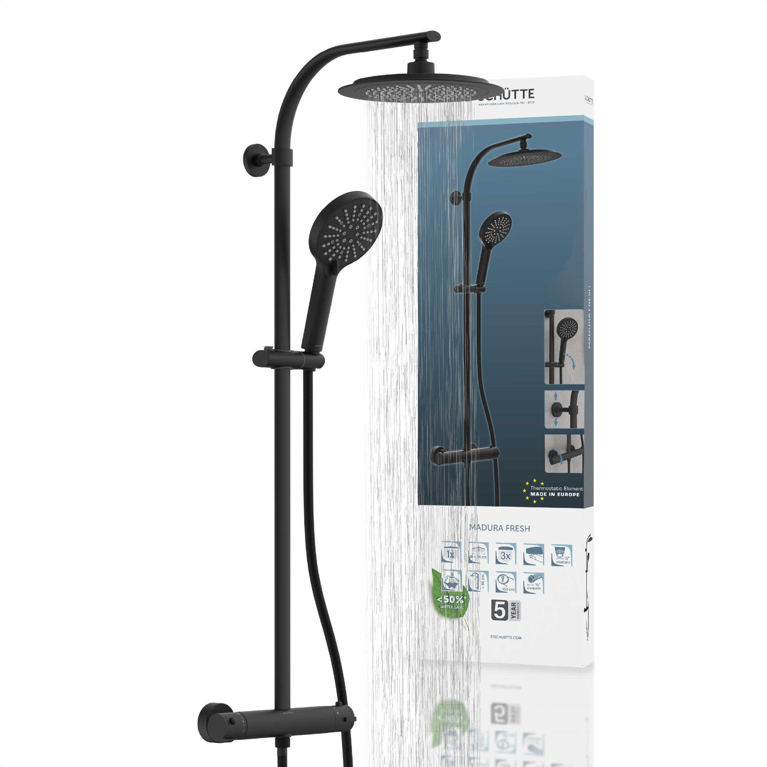 Schütte Duschsäule MADURA FRESH, Höhe 101 cm, inkl. Wasserspardichtung, Sicherheitssperre, Antikalk, höhenverstellb.