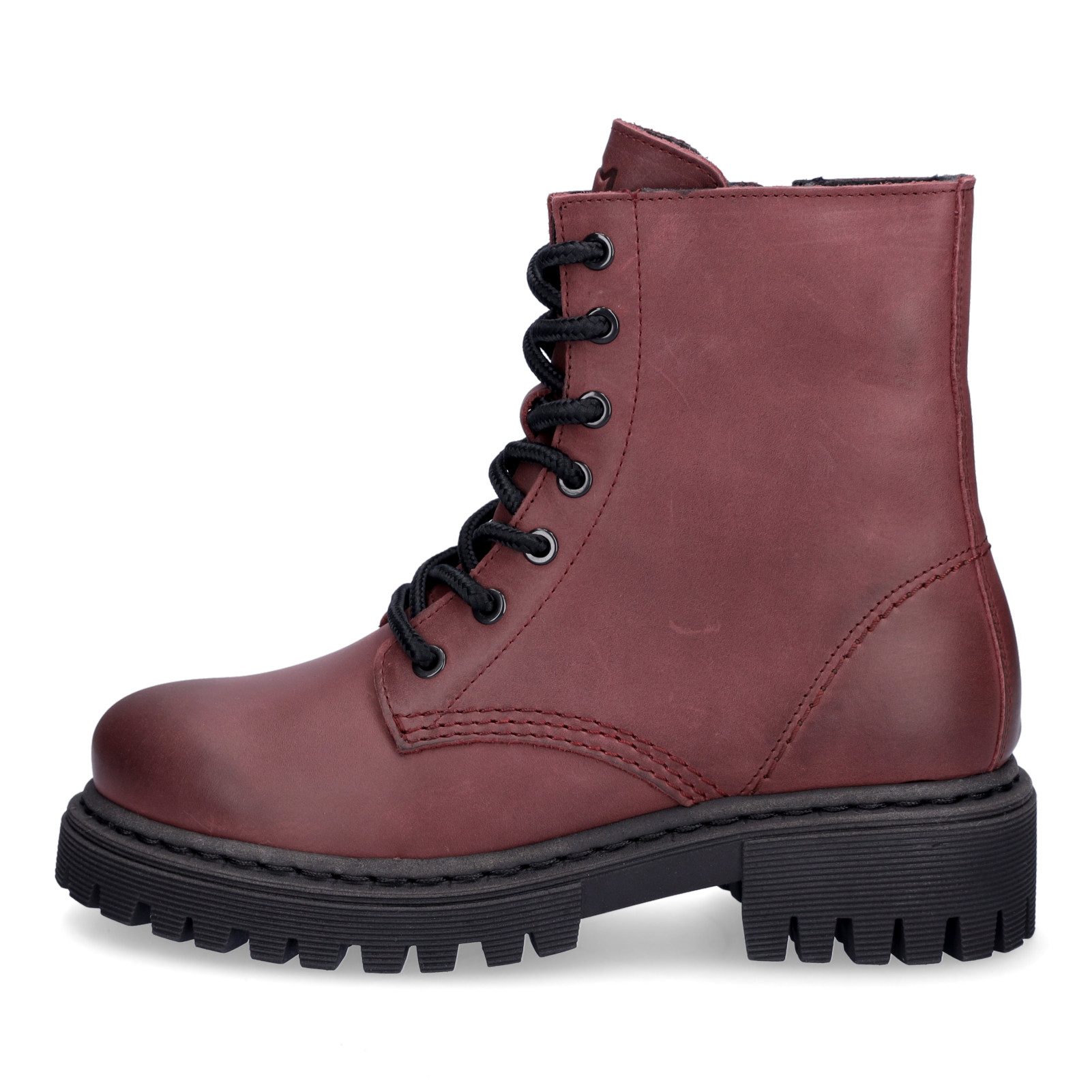 MIDS MISHA Damen Schnürboots Bordeaux, gewachstes Vollnarbenleder mit Velour-Innenfutter