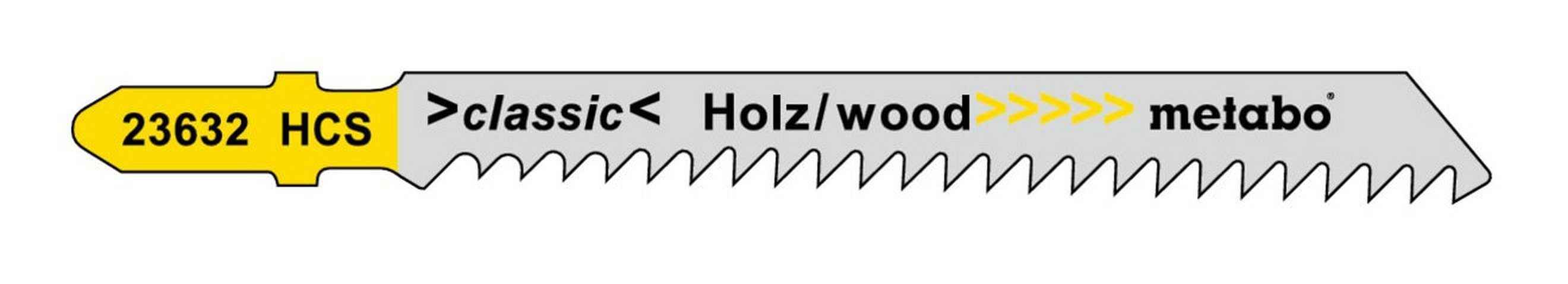 Stichsägeblatt Stück), 3 classic / Holz 74 (5 Stichsägeblätter mm Serie HCS metabo