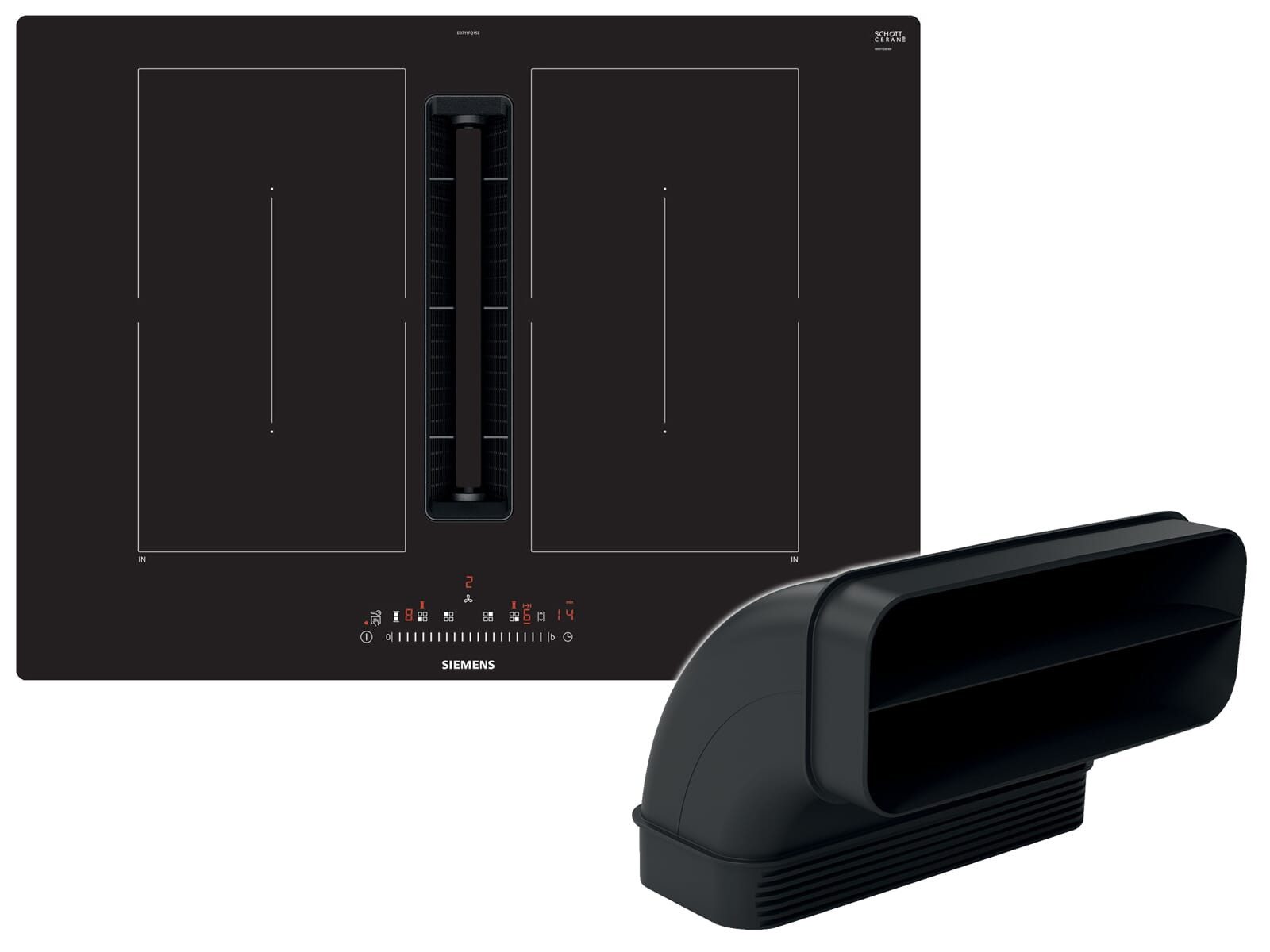 SIEMENS Kochfeld mit Dunstabzug ED711FGA7, Timer, TouchControl-Bedienung, powerMove