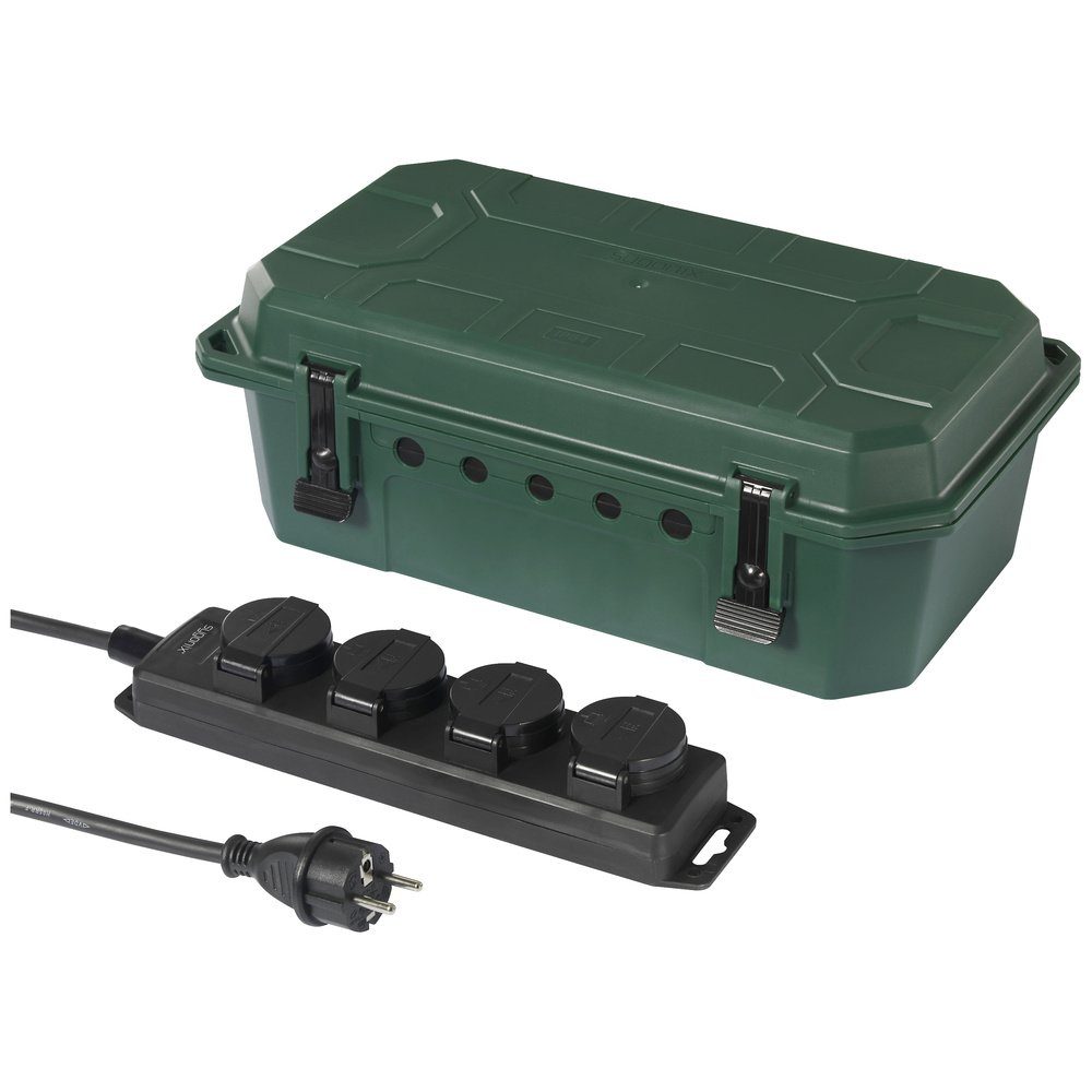 Sygonix Gartensteckdose Sygonix SY-5598168 Verteilerbox 4fach Standard-Grün (seidenmatt), Sch, SY-5598168