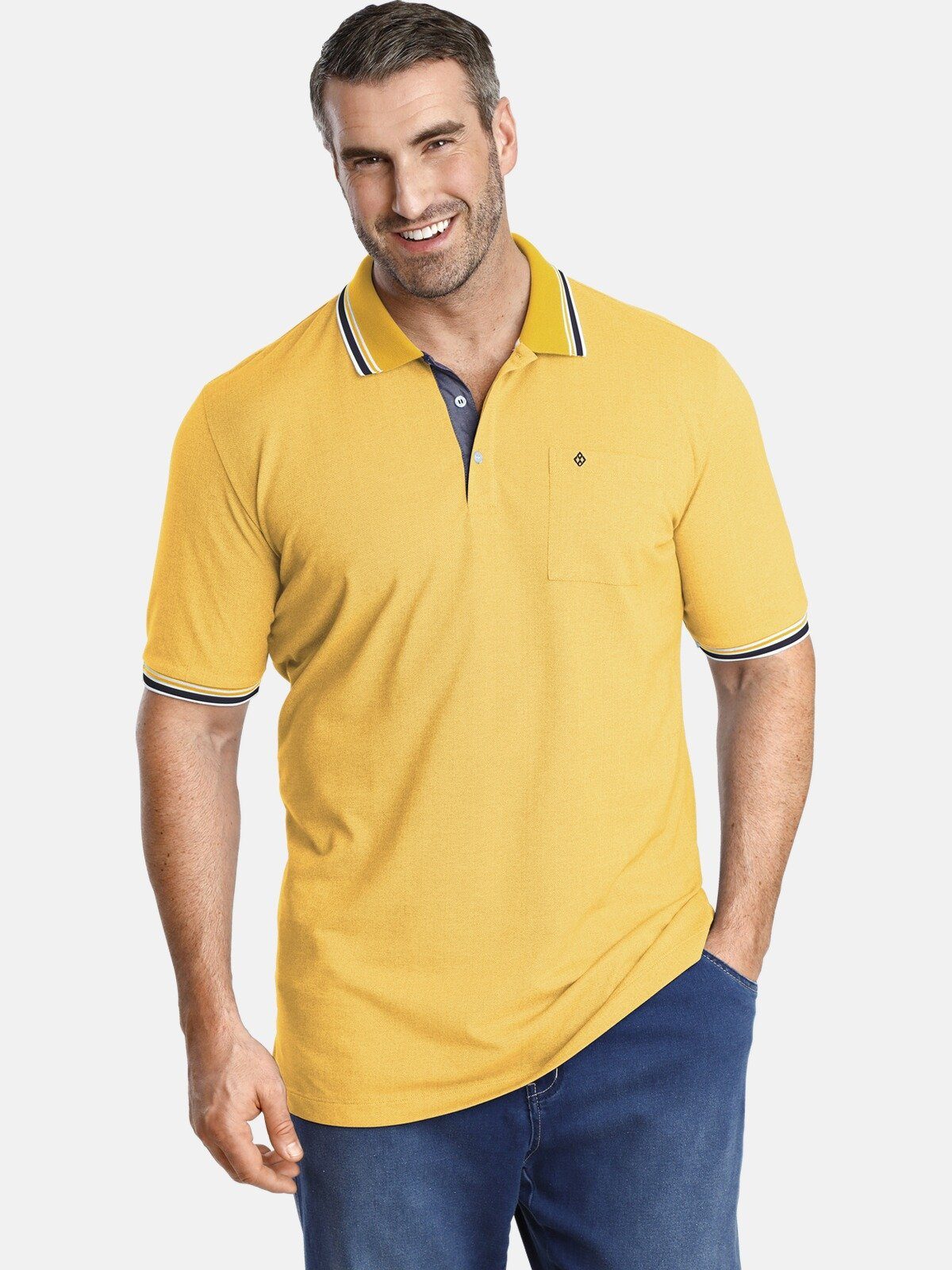 Charles Colby Poloshirt EARL LANDON aus two-tone Pikee gelb