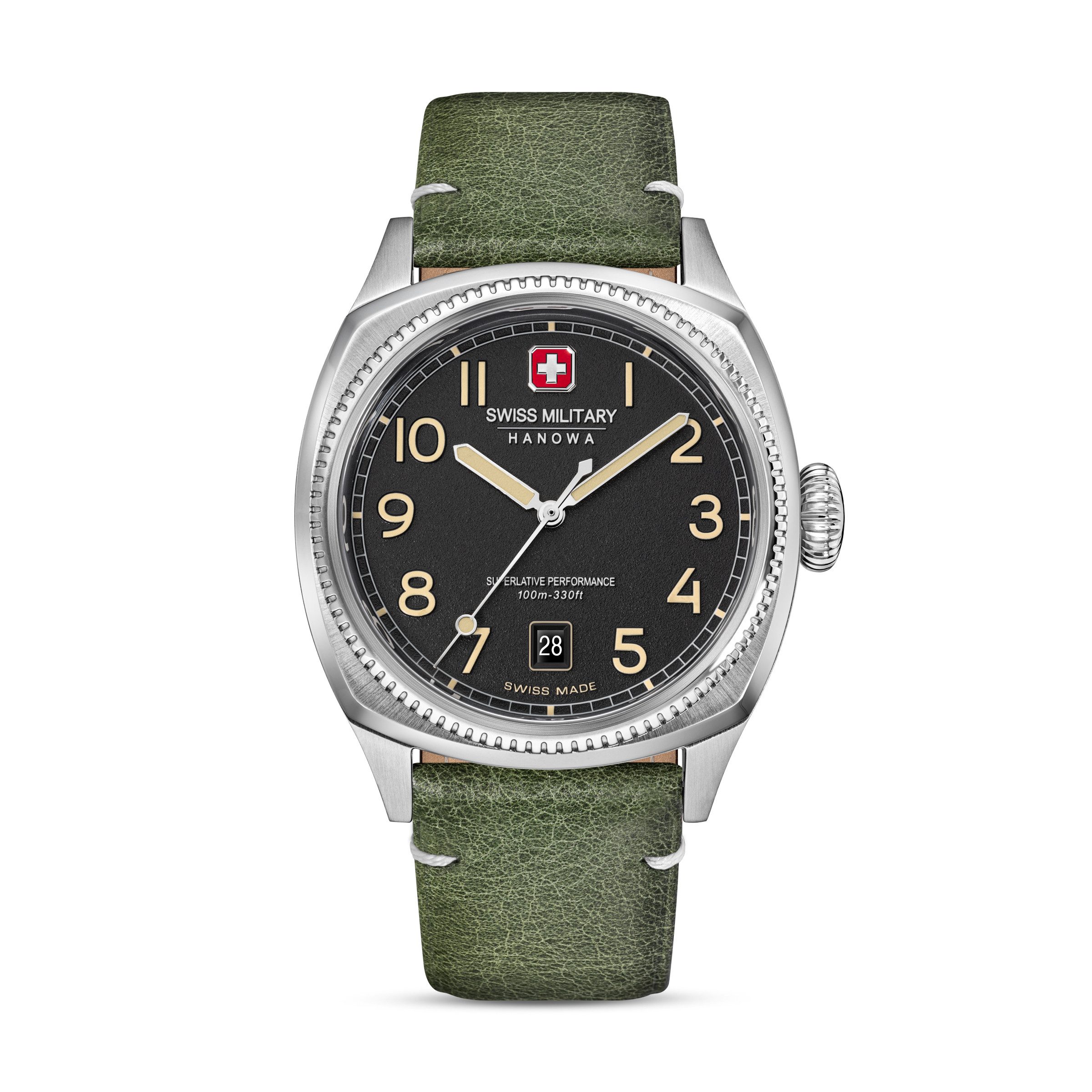 Swiss Military Hanowa Quarzuhr Condor SMWGB0003703, Armbanduhr, Herrenuhr, Swiss Made, Lederarmband, analog, Tag