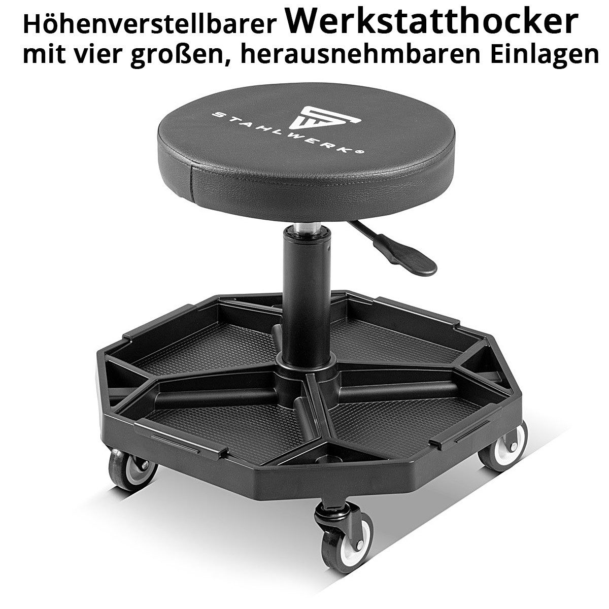 STAHLWERK Werkzeugwagen Werkstatthocker WRH-136 ST bis 136 kg belastbar höhenverstellbar, max. Traglast:136 kg, (1-tlg)