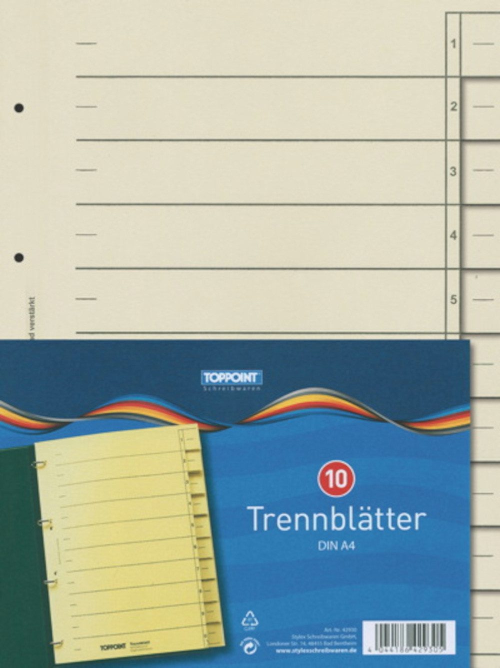 Geschäftspapier 10 Trennblätter DIN A4 hellchamois