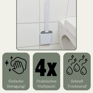GarPet WC-Reinigungsbürste 4x Klobürste Silikon weiß Set Wandmontage Toilettenbürste