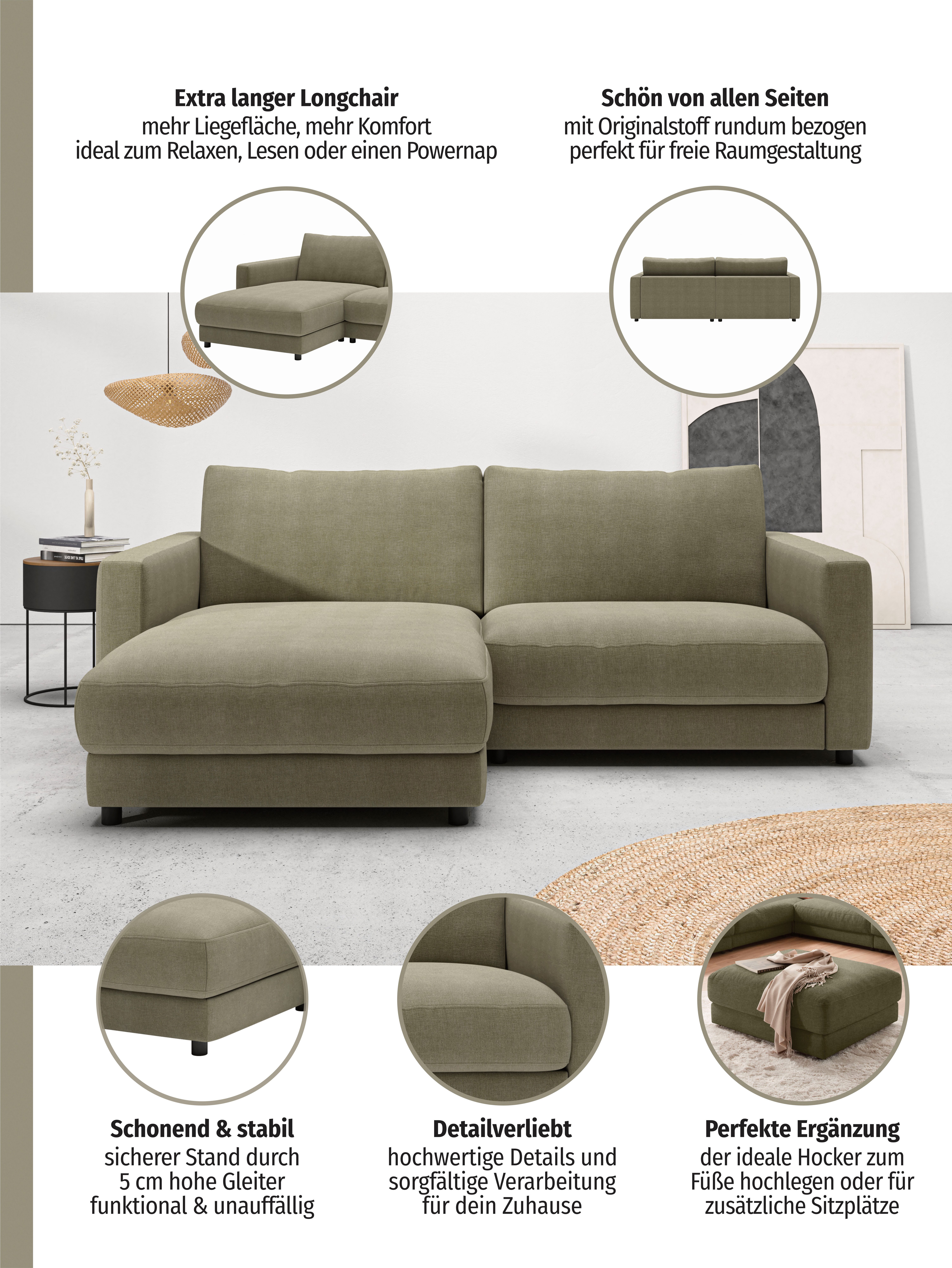 Home affaire Ecksofa Ecksofa Jiro, L-Form, große Sitztiefe, Breite 226 cm, lose Sitz- & Rückenkissen, weicher Polsteraufbau, komfortabel & modern