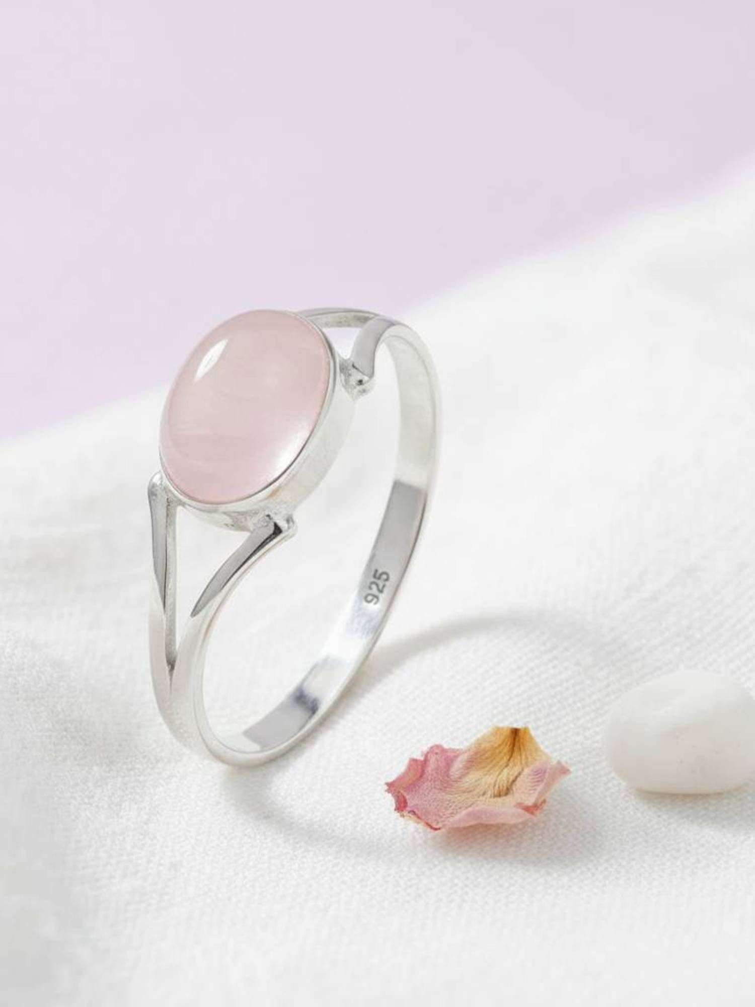 mantraroma Silberring TEKILI oval aus 925 Silber mit Rosenquarz (Ring mit S günstig online kaufen