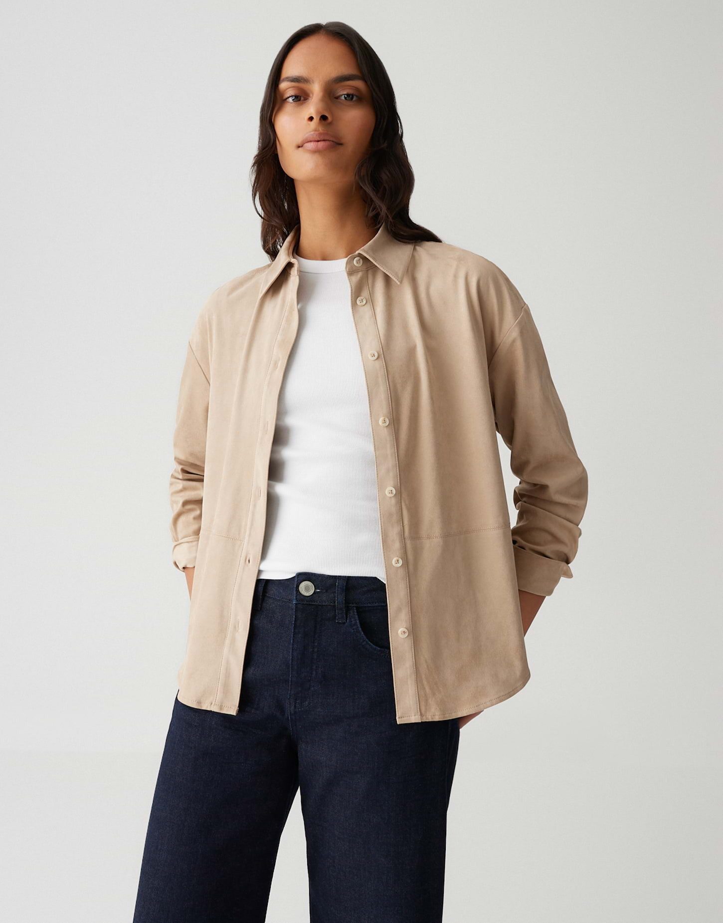 OPUS Hemdbluse FELOUR in Wildlederoptik lockere Passform, extrem weicher Gr günstig online kaufen