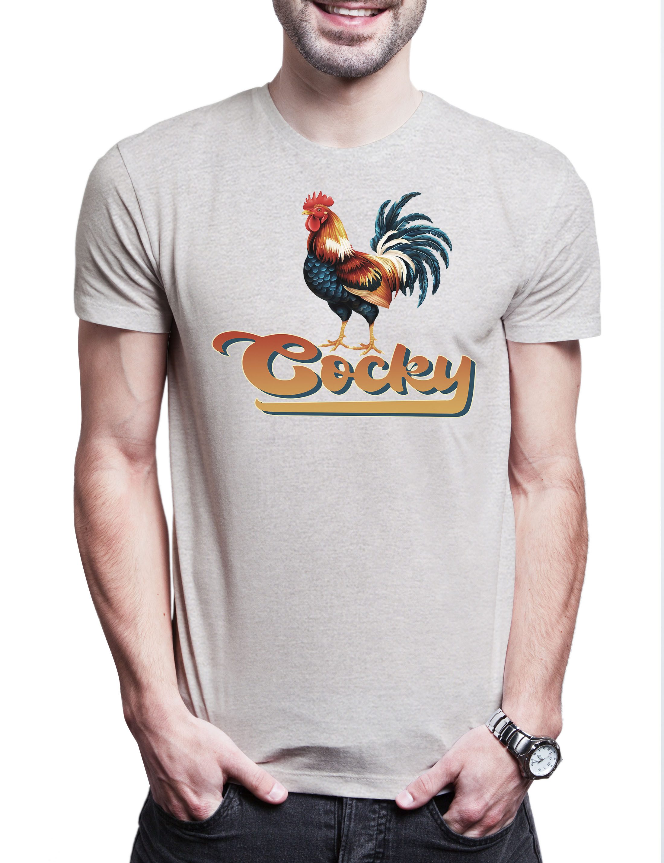 Print-Shirt Cocky III Herren T-Shirt Hahn Cock Rooster Stolz Man Arrogant Swagger