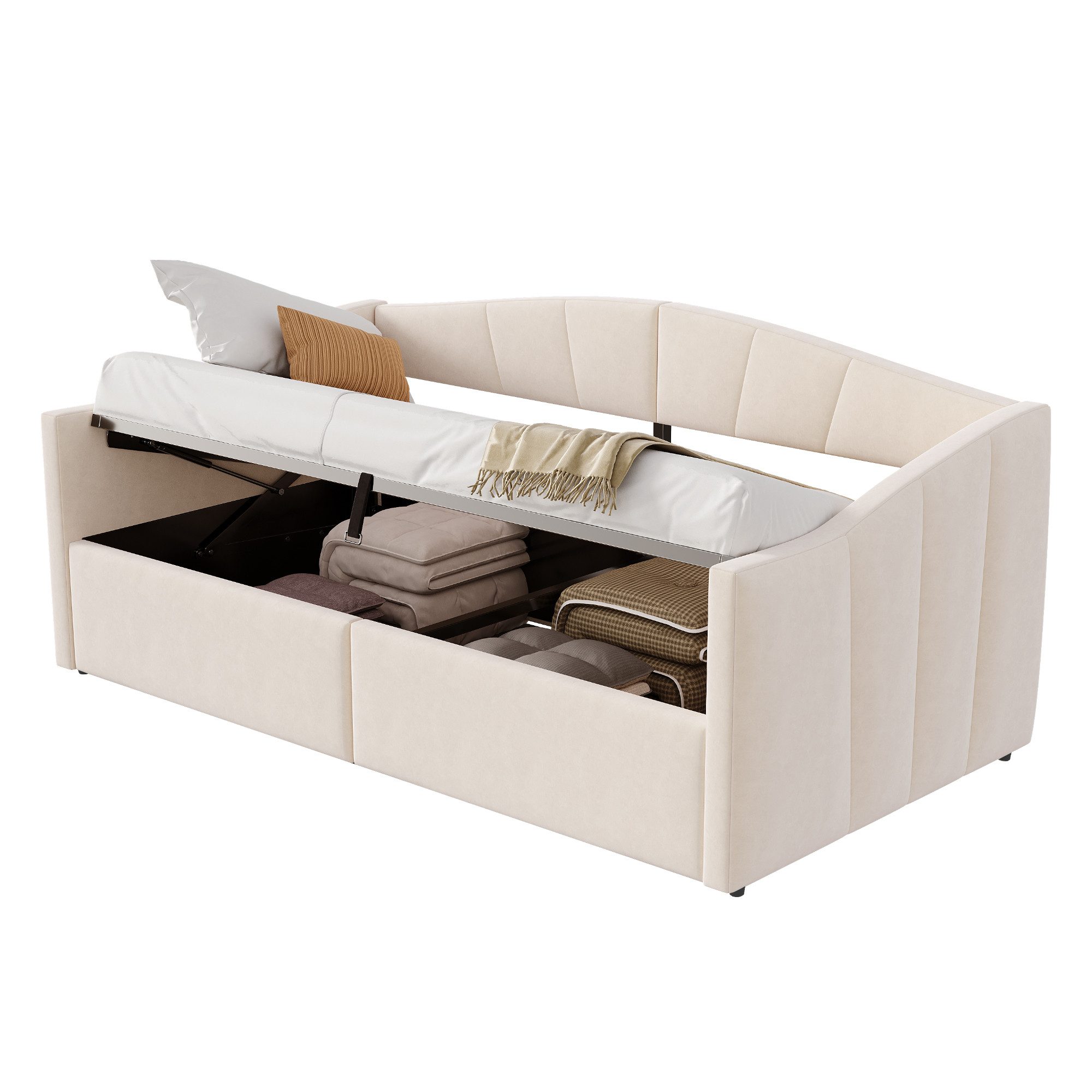 Polsterbett Sofabett mit Stauraum, Stauraumbett Daybett