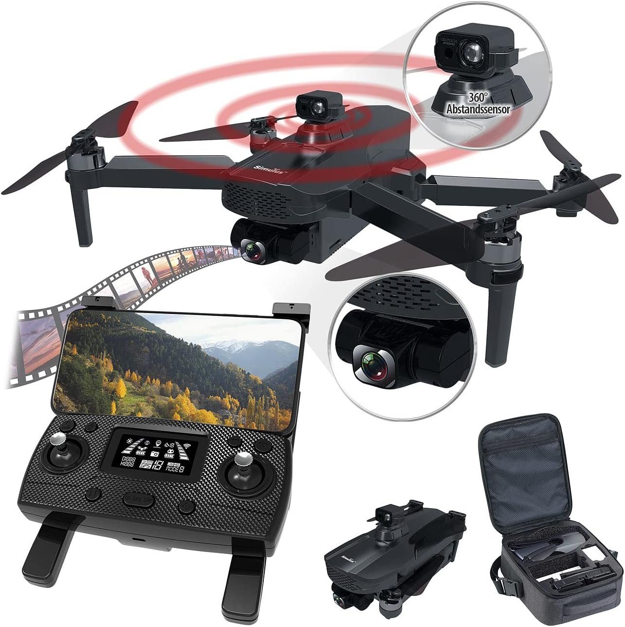 pixels, GPS-Drohne, Drone (3840 Brushless-Motor) 2160 -Abstandssensor, Faltbare Drohne x 4K-Cam Simulus