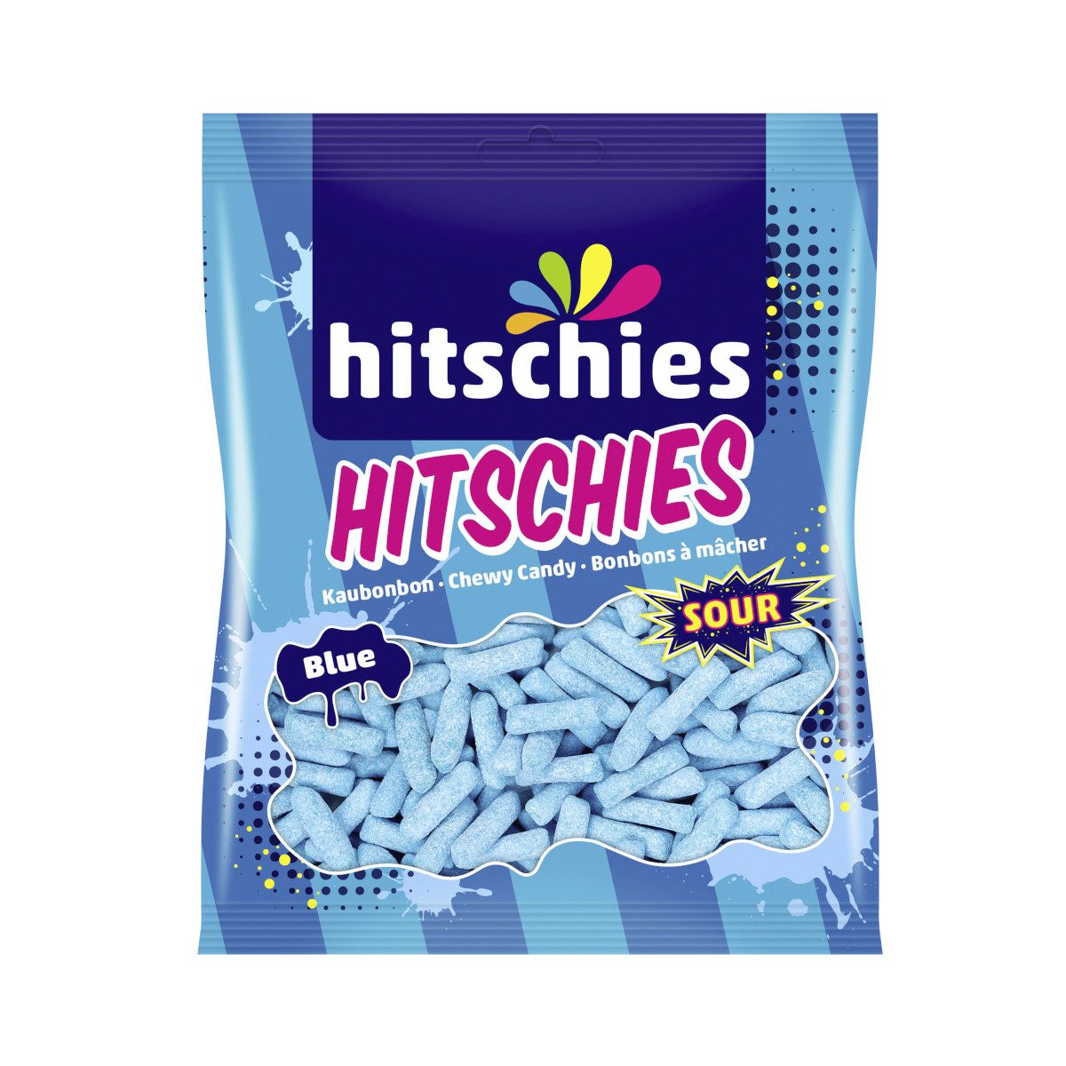 hitschies Süßigkeit, Hitschies Sour Blue Dragierte Kaubonbons mit Himbeergeschmack 140g