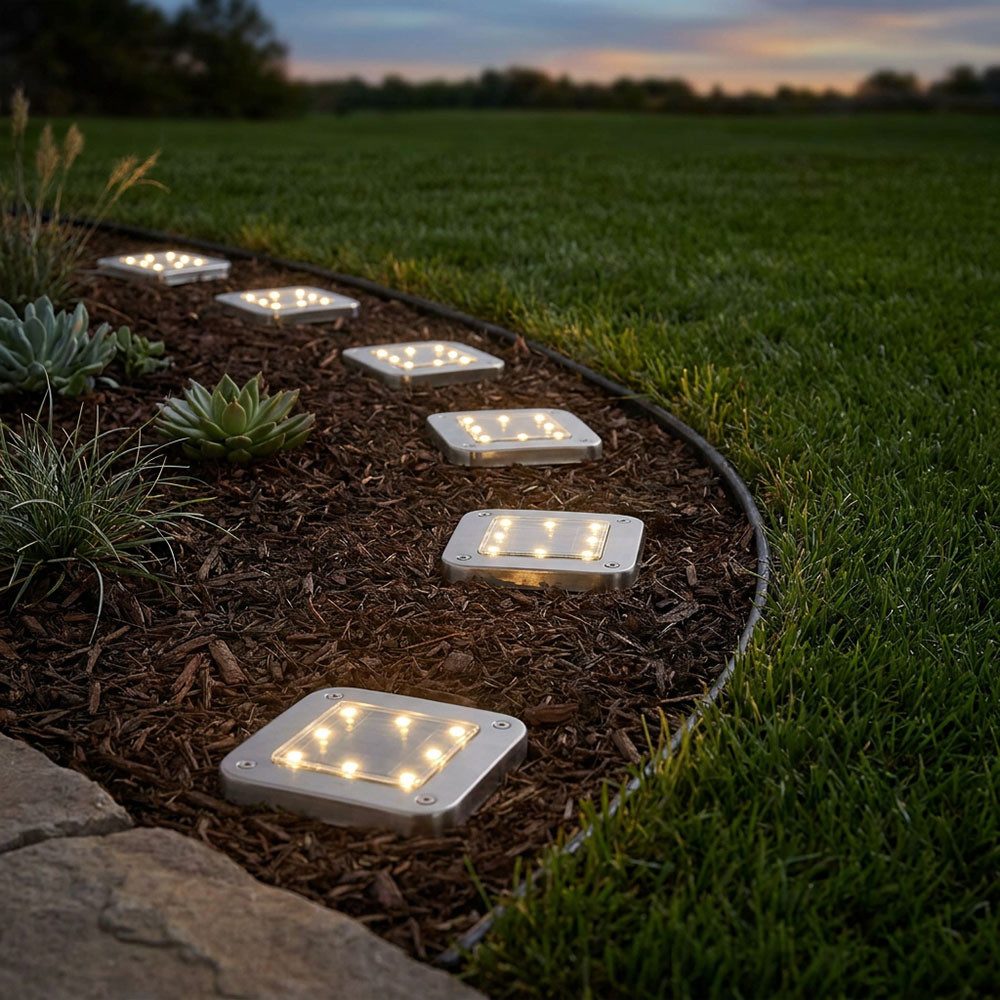 GLOBO LIGHTING LED Solarleuchte, LED-Leuchtmittel fest verbaut, Kaltweiß, Tageslichtweiß, 6x Solarlampe Solarleuchte Bodenleuchte LED Außen Wegeleuchte