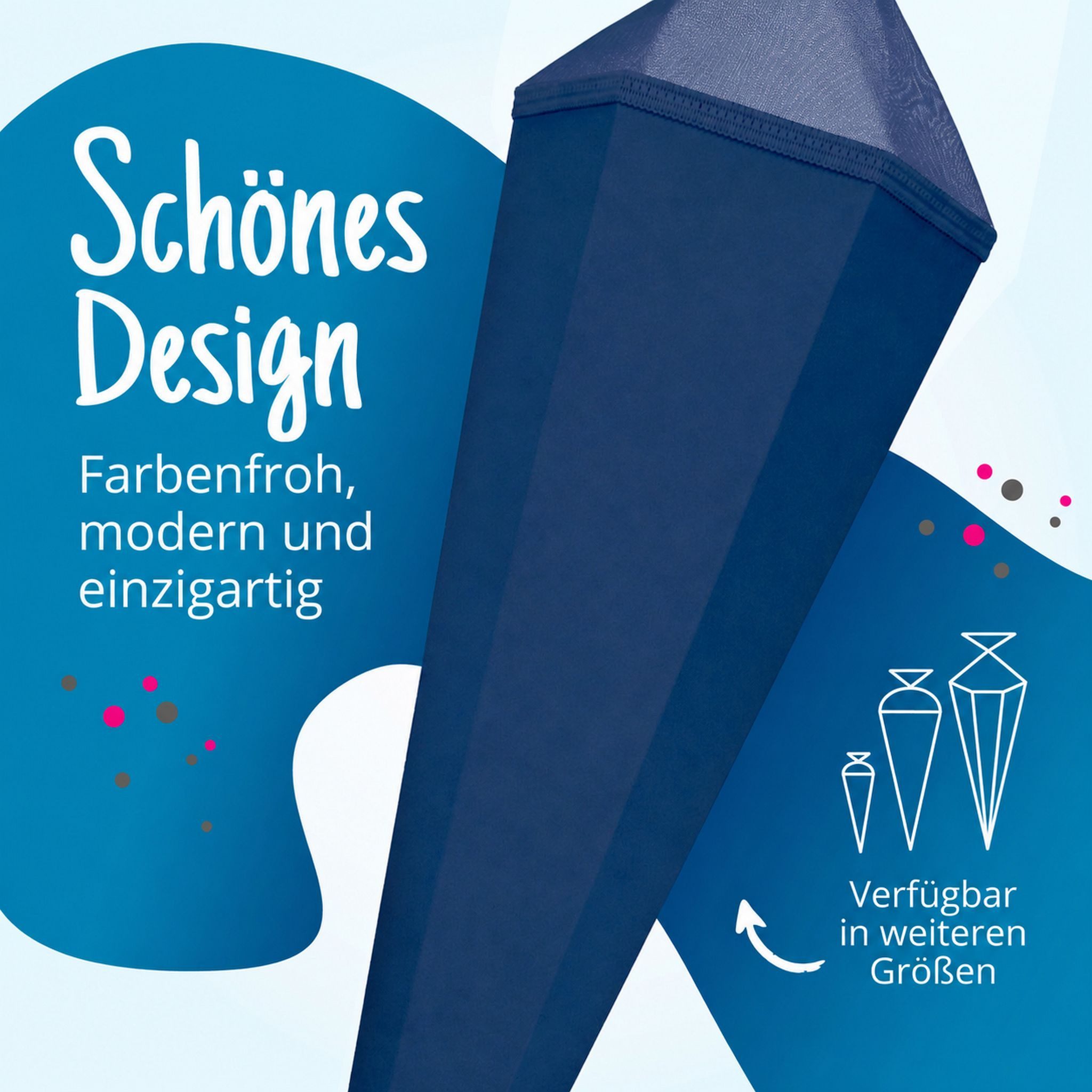 itenga Schultüte itenga Bastelschultüte mit Verschluss BLAU 6eckig 85cm – Bild 4 von 5