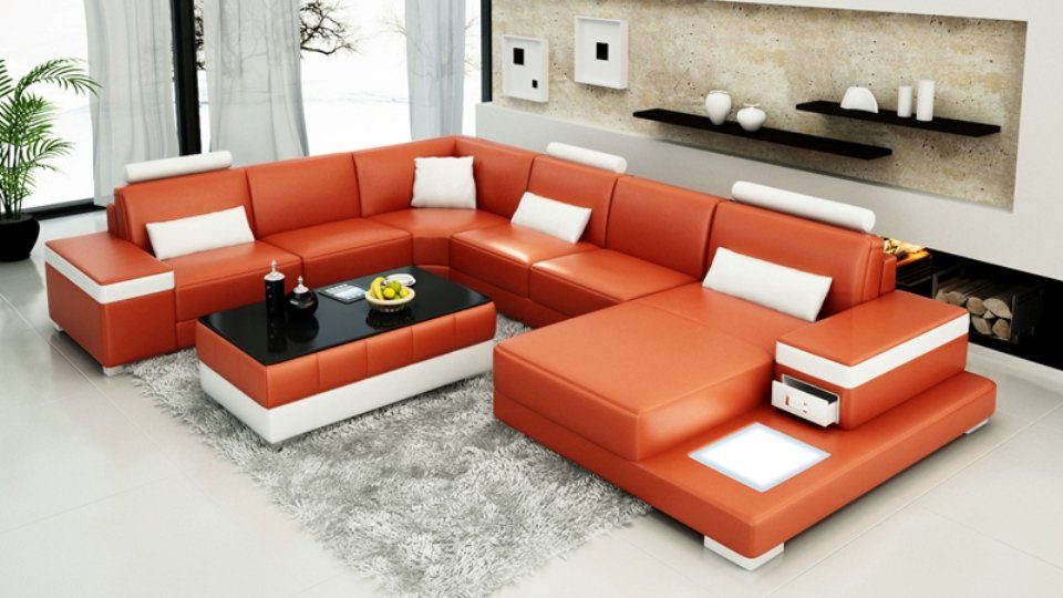 JVmoebel Ecksofa, Design Sofa Modern Couch Ecksofa Wohnlandschaft Ledersofa Eck