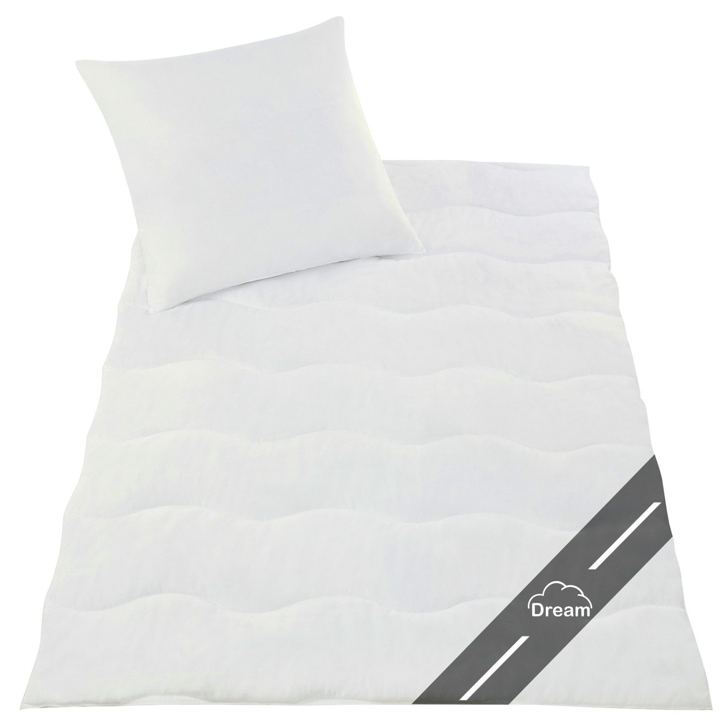 Delindo Lifestyle Bettdecke + Kopfkissen Set Dream, 135x200 mit Kissen 80x80, Sommer dünn leicht, atmungsaktiv, Allergiker geeignet