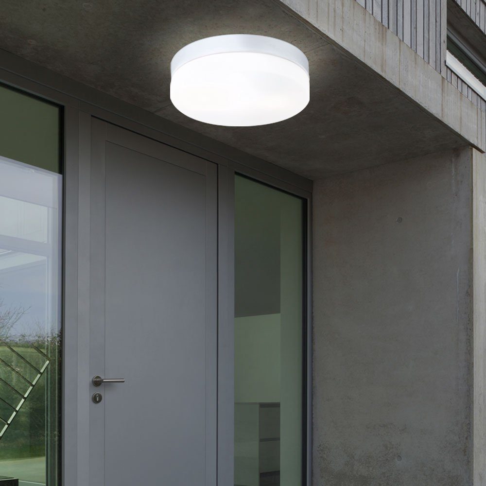 GLOBO LIGHTING Außen-Deckenleuchte, Leuchtmittel nicht inklusive, Elegante Deckenleuchte Alu, silber opal - Globo VRANOS 32112