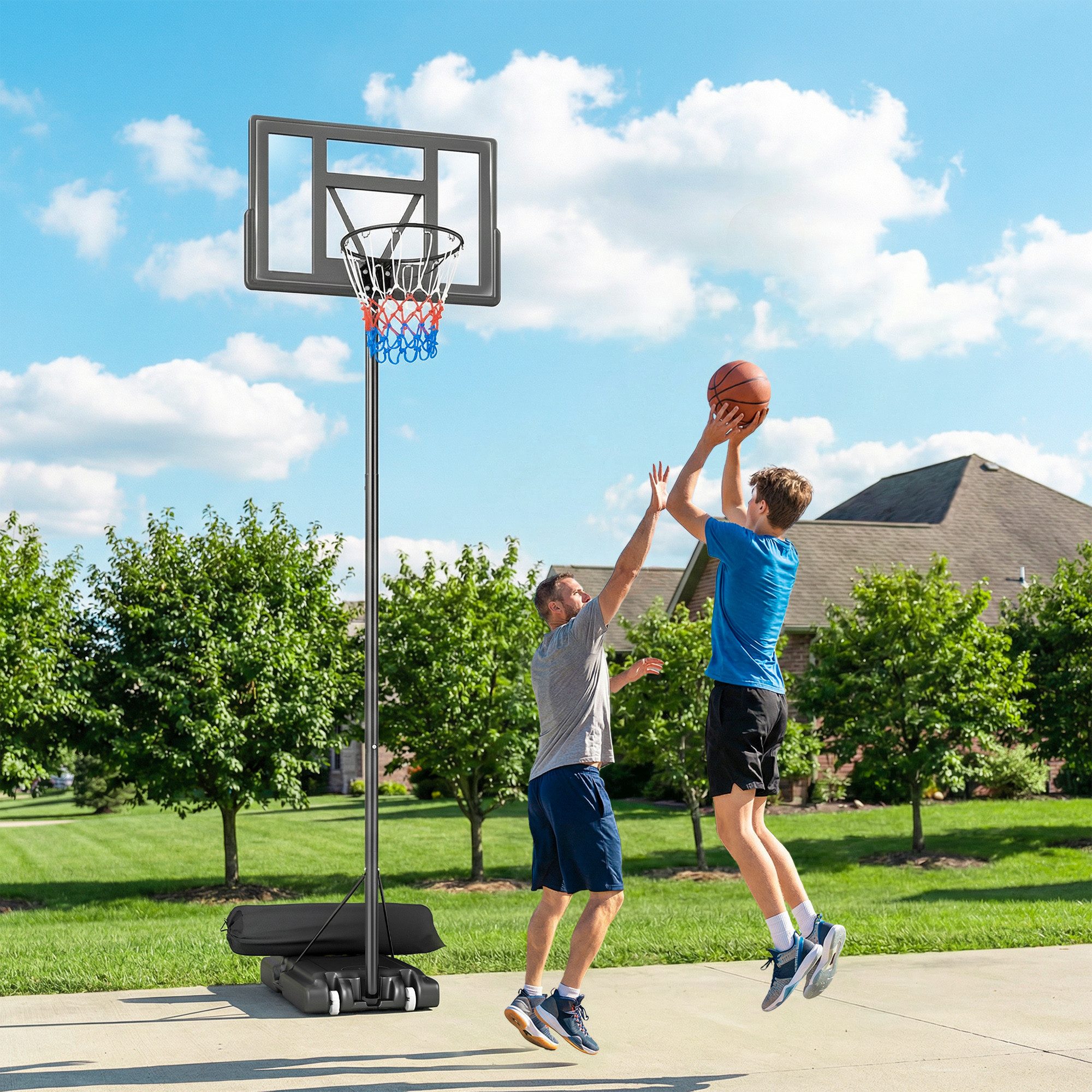 SPORTNOW Basketballständer Basketballkorb Outdoor höhenverstellbar bruchsichere Rückwand (Mobile Basketball Korb, 1-St., Basketballkorb), für Jugendliche Erwachsene