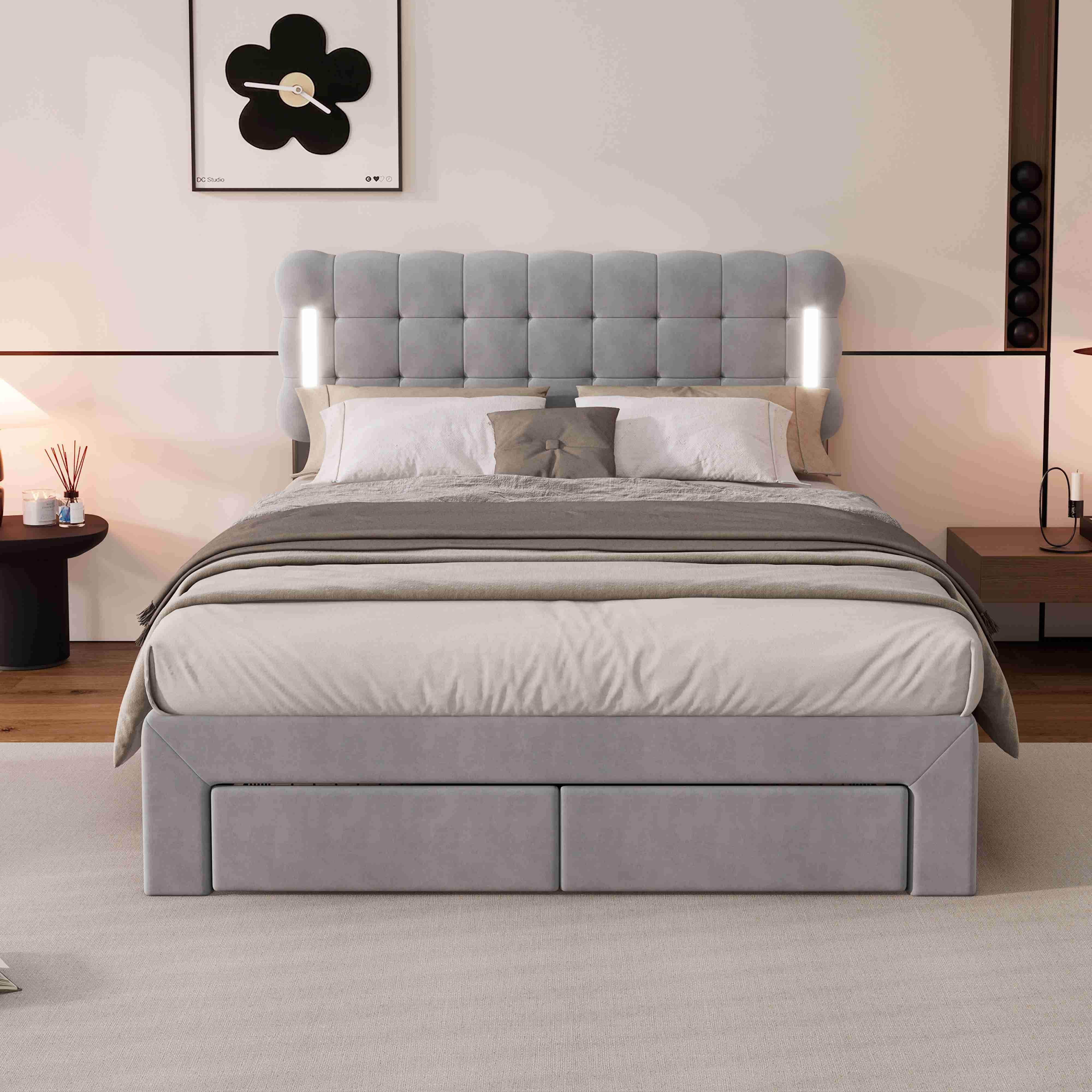 BlingBin Polsterbett 140x200cm Veloursbett Stauraumbett ohne günstig online kaufen