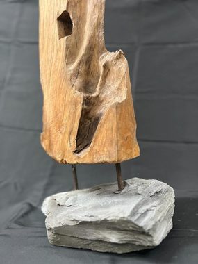 Home Feeling Skulptur Teakholz mit Schiefersockel, Dekoration, ca. 89 cm hoch