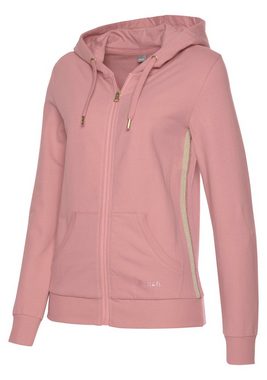 Bench. Loungewear Kapuzensweatjacke mit Glitzer Streifen, Loungeanzug