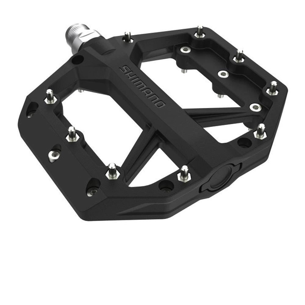 Shimano Plattformpedale SHIMANO Pedal PD-GR400 Schwarz Flat Pedal - griffige Trail-Plattform