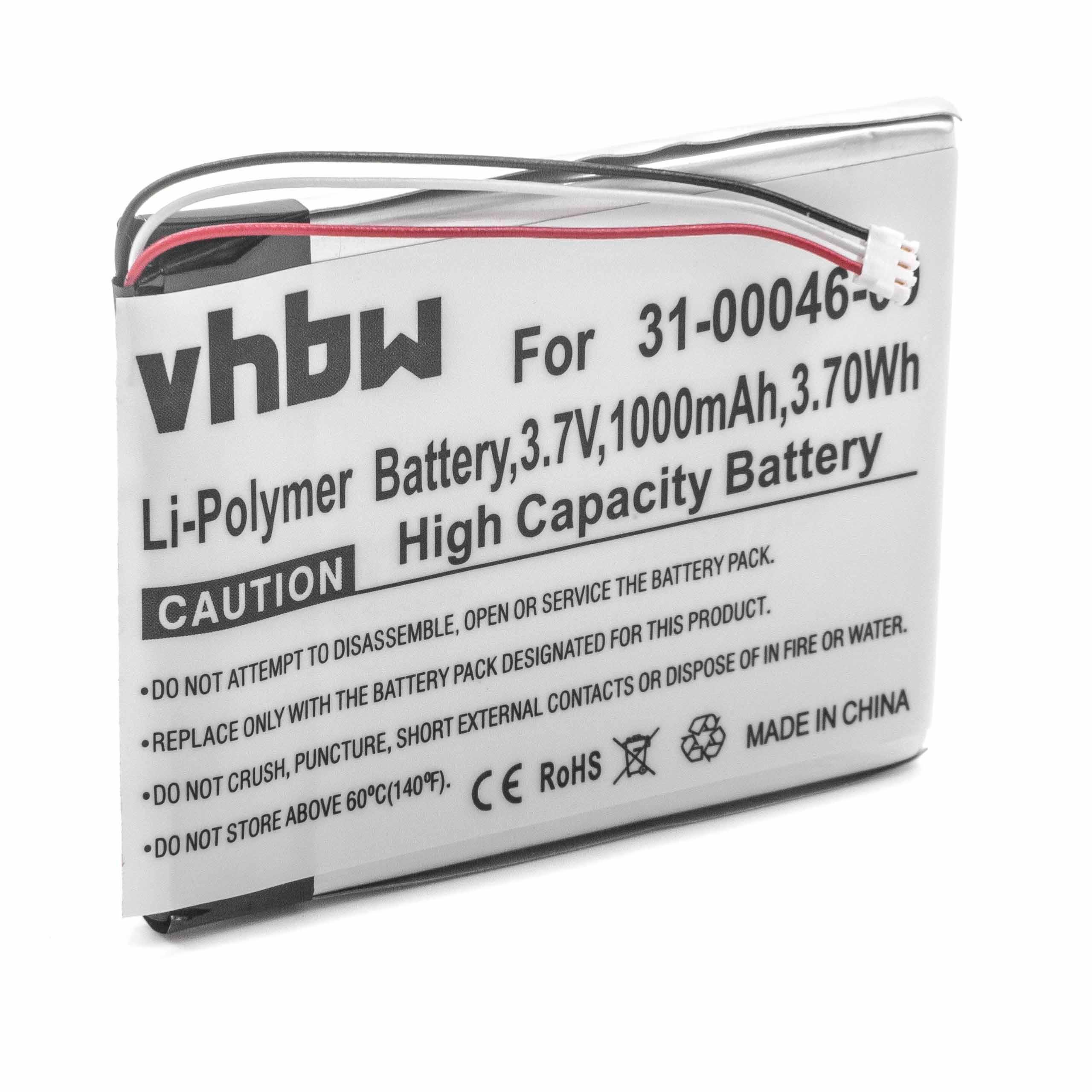 vhbw Ersatz für Garmin 361-00046-00, 361-00046-07 für Akku Li-Polymer 1000 mAh (3,7 V)