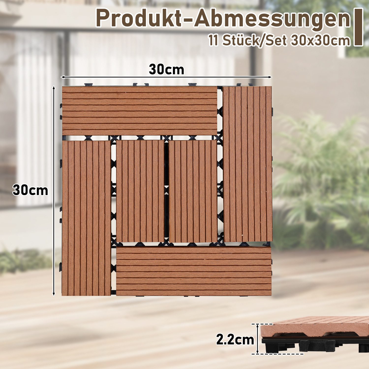 Clanmacy Holzfliesen WPC-Terrassenfliesen Klickfliesen 11x mit günstig online kaufen